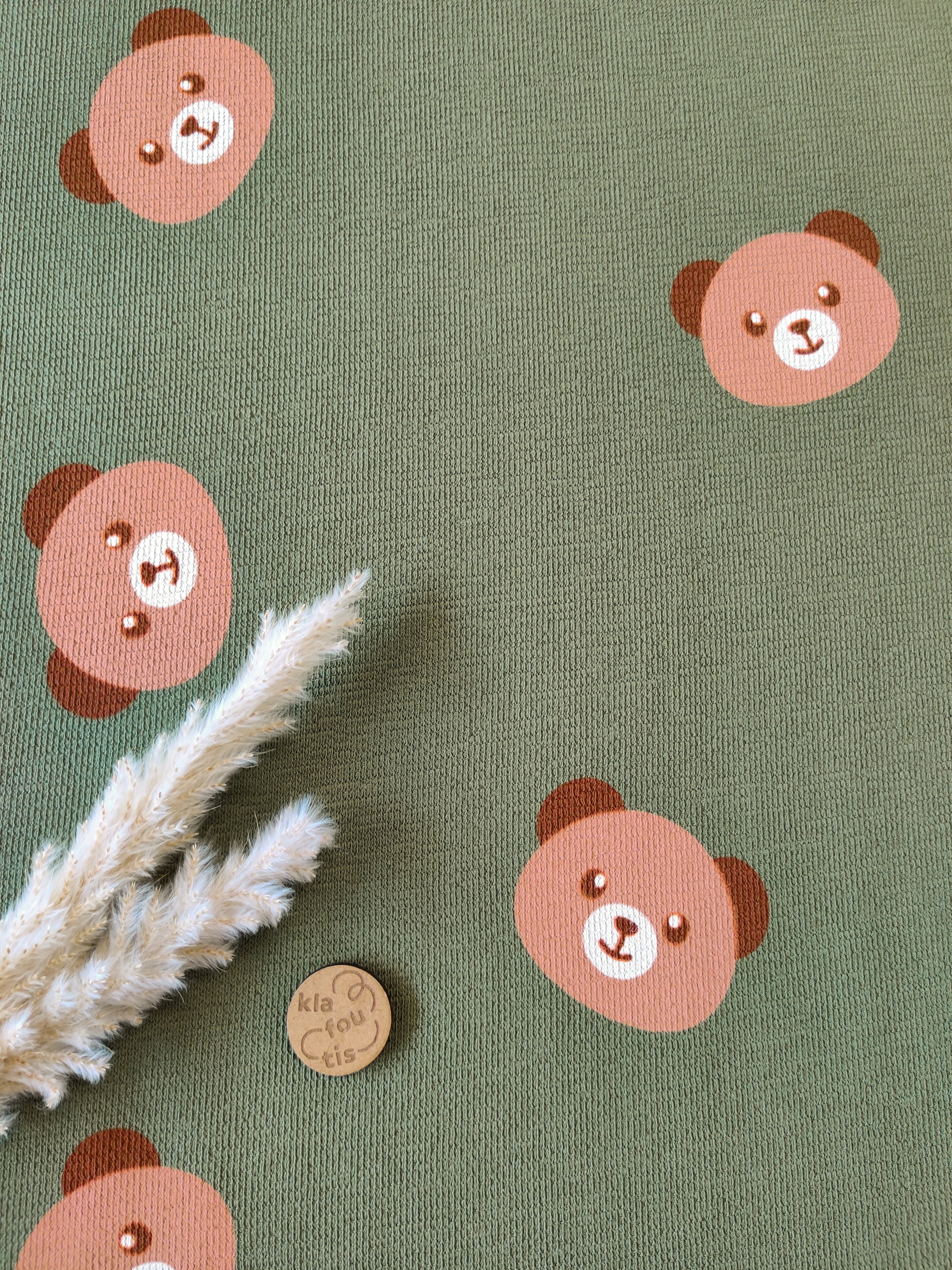 French Terry crêpe kaki foncé - Têtes d