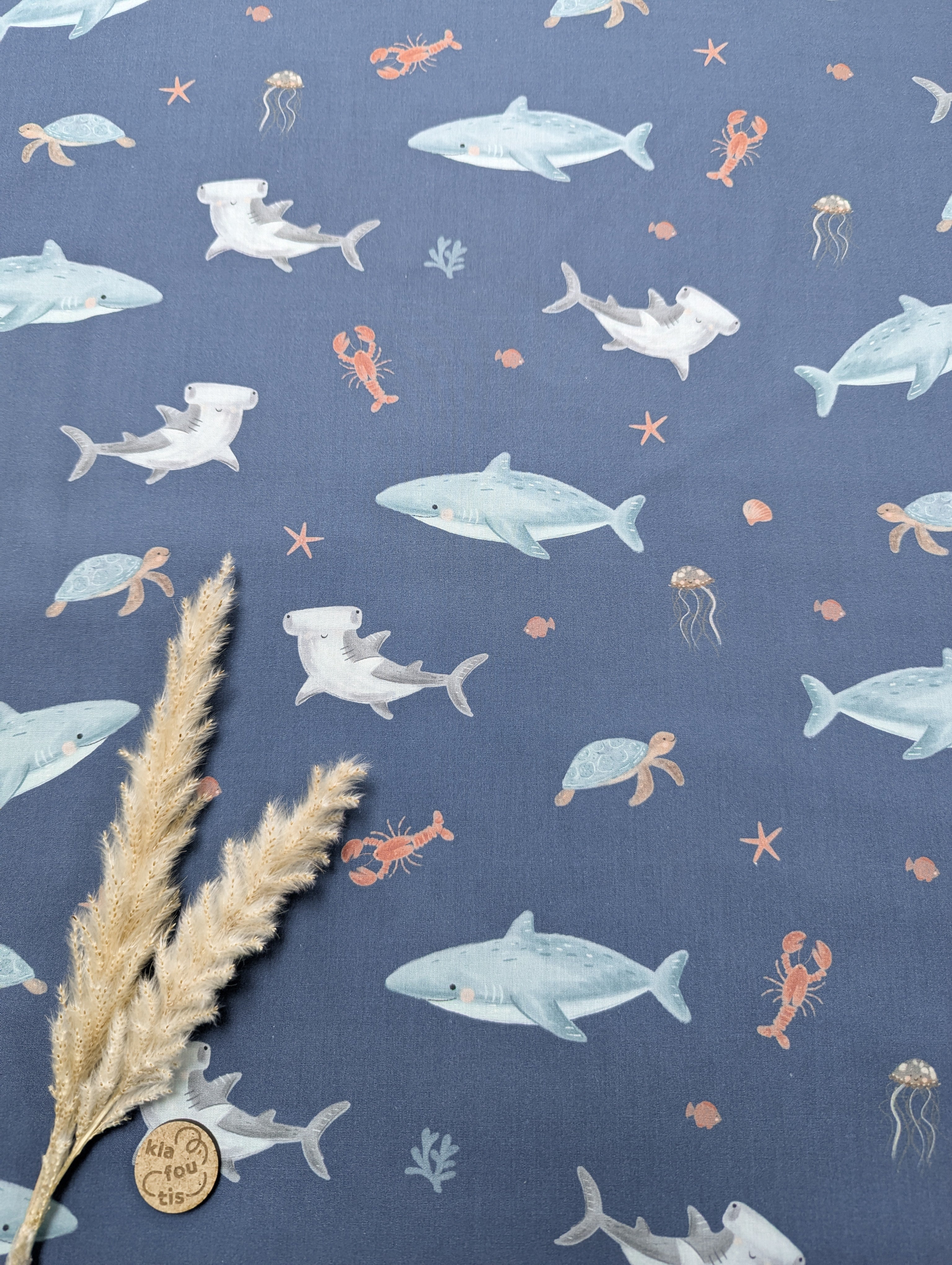 Popeline de coton bleu - sous l