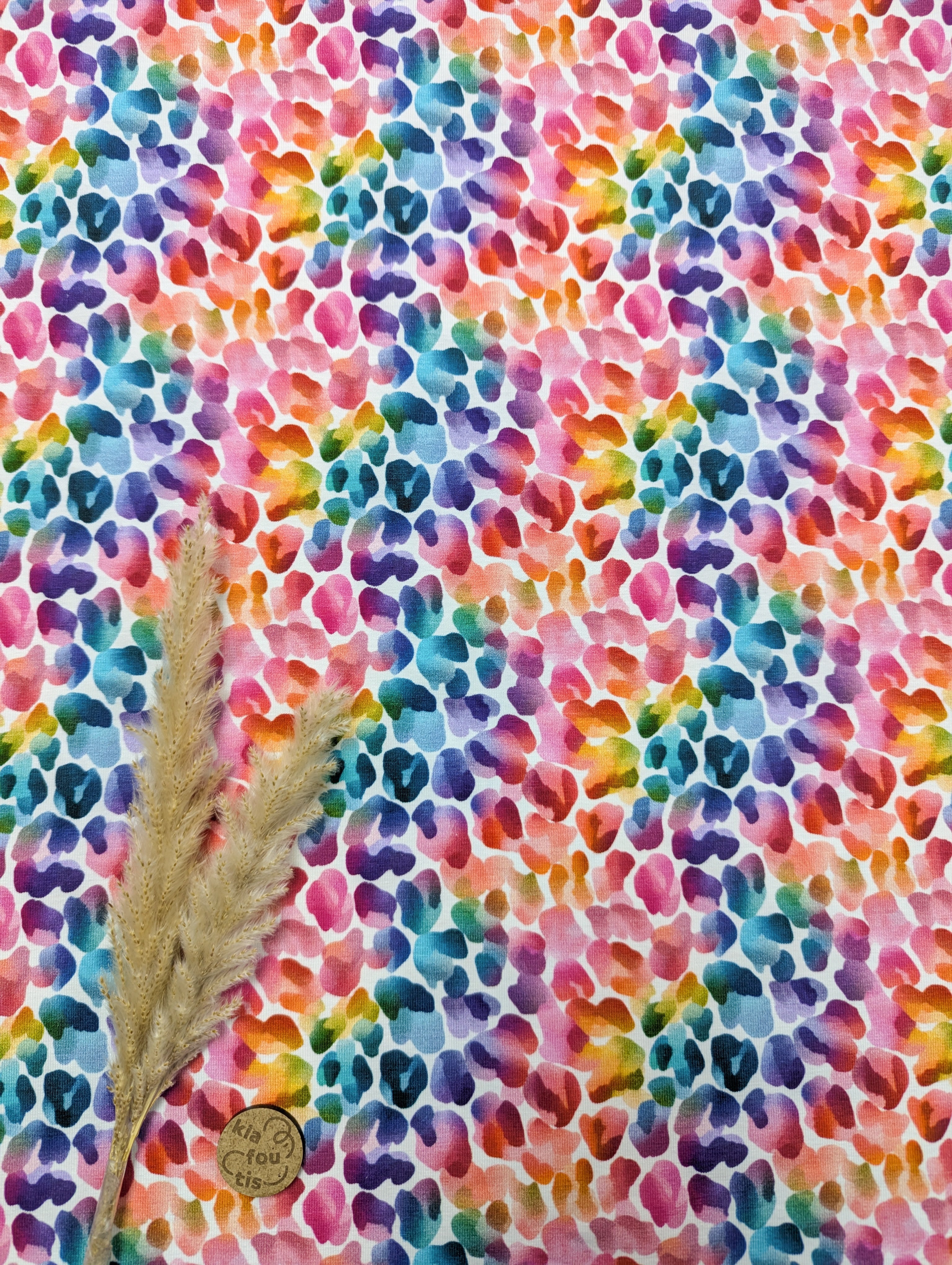Jersey de coton blanc - graou multicolore