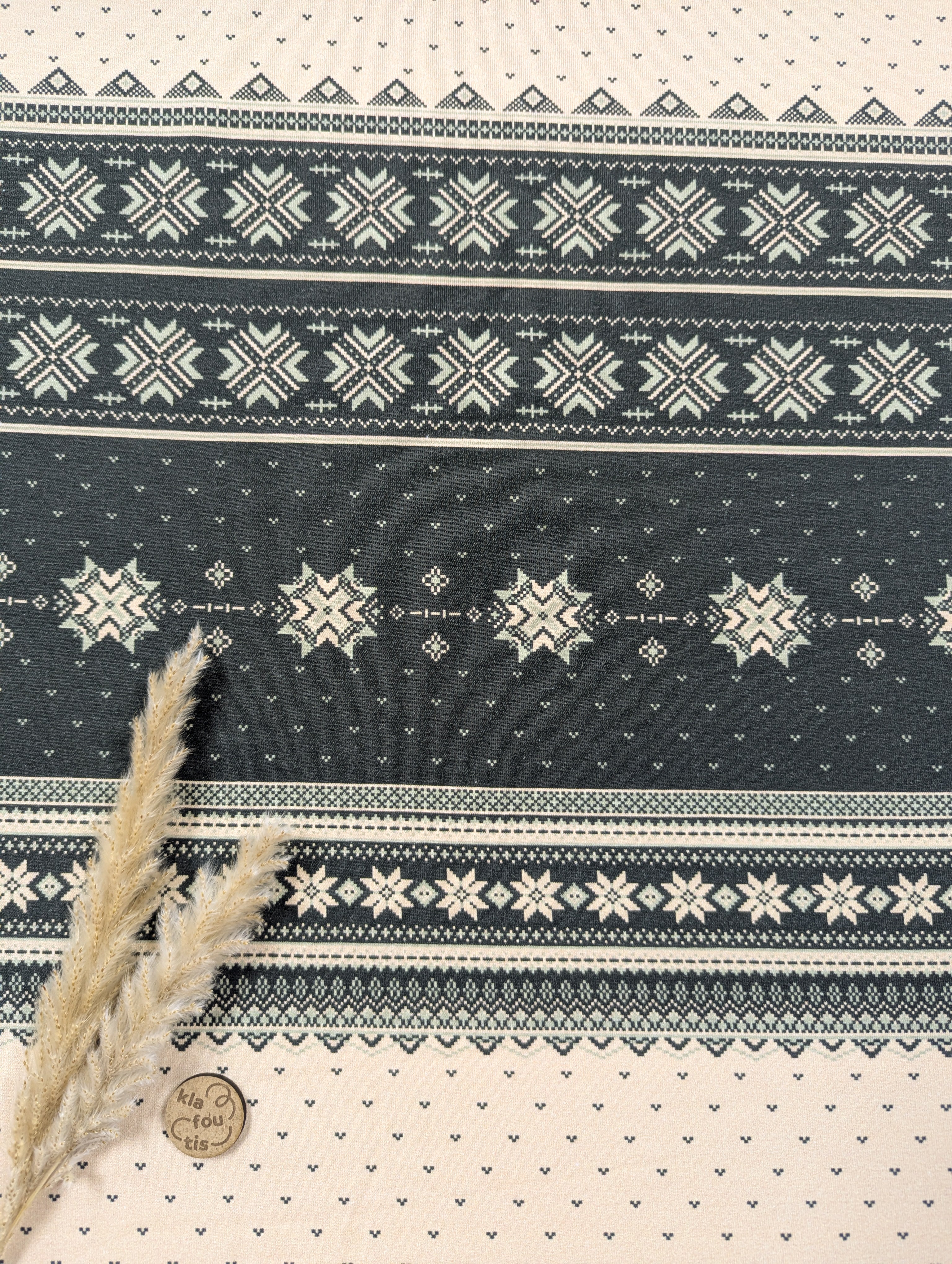 French Terry vert - Noël en montagne