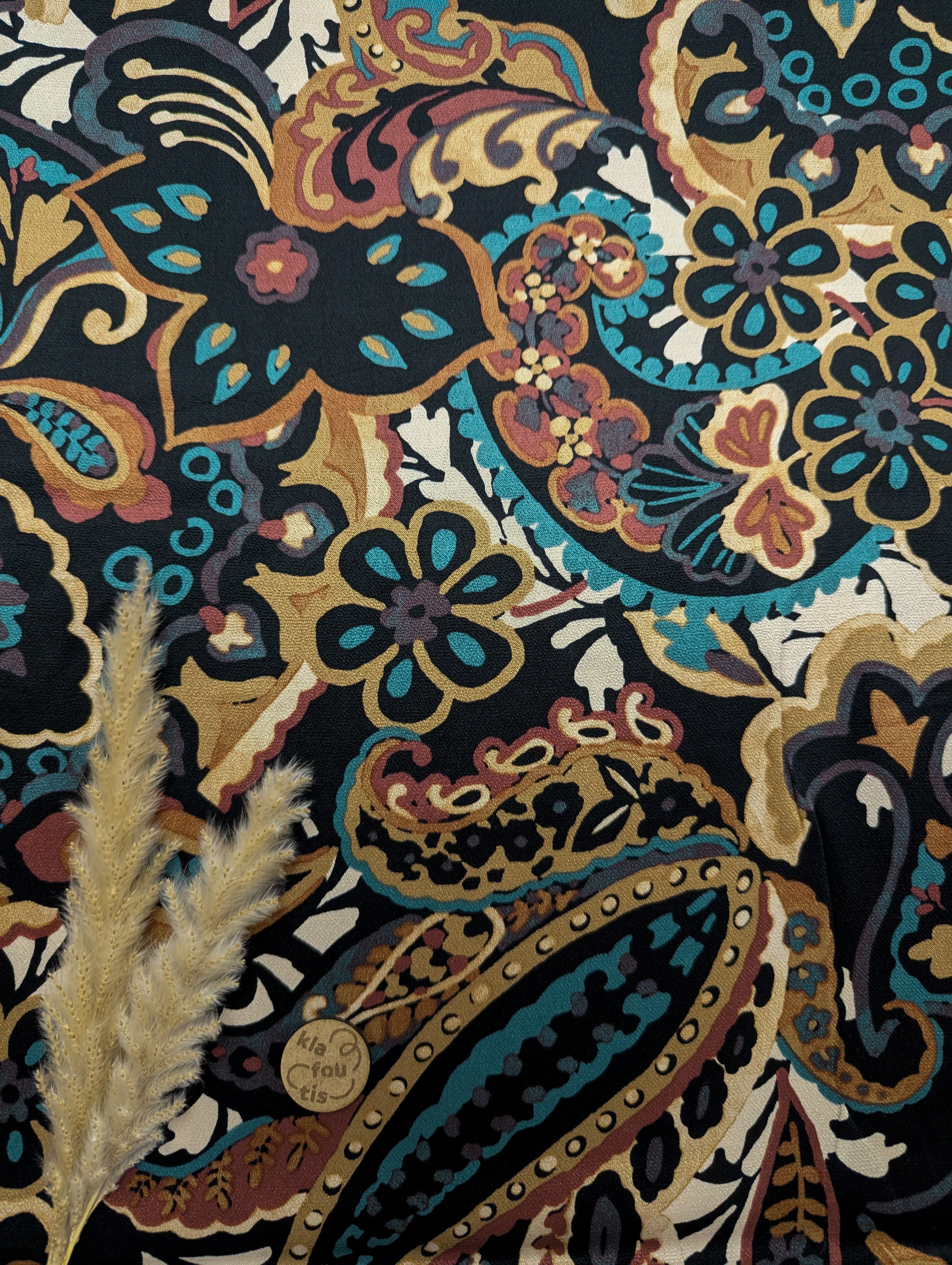 Satin de viscose noir - cachemire