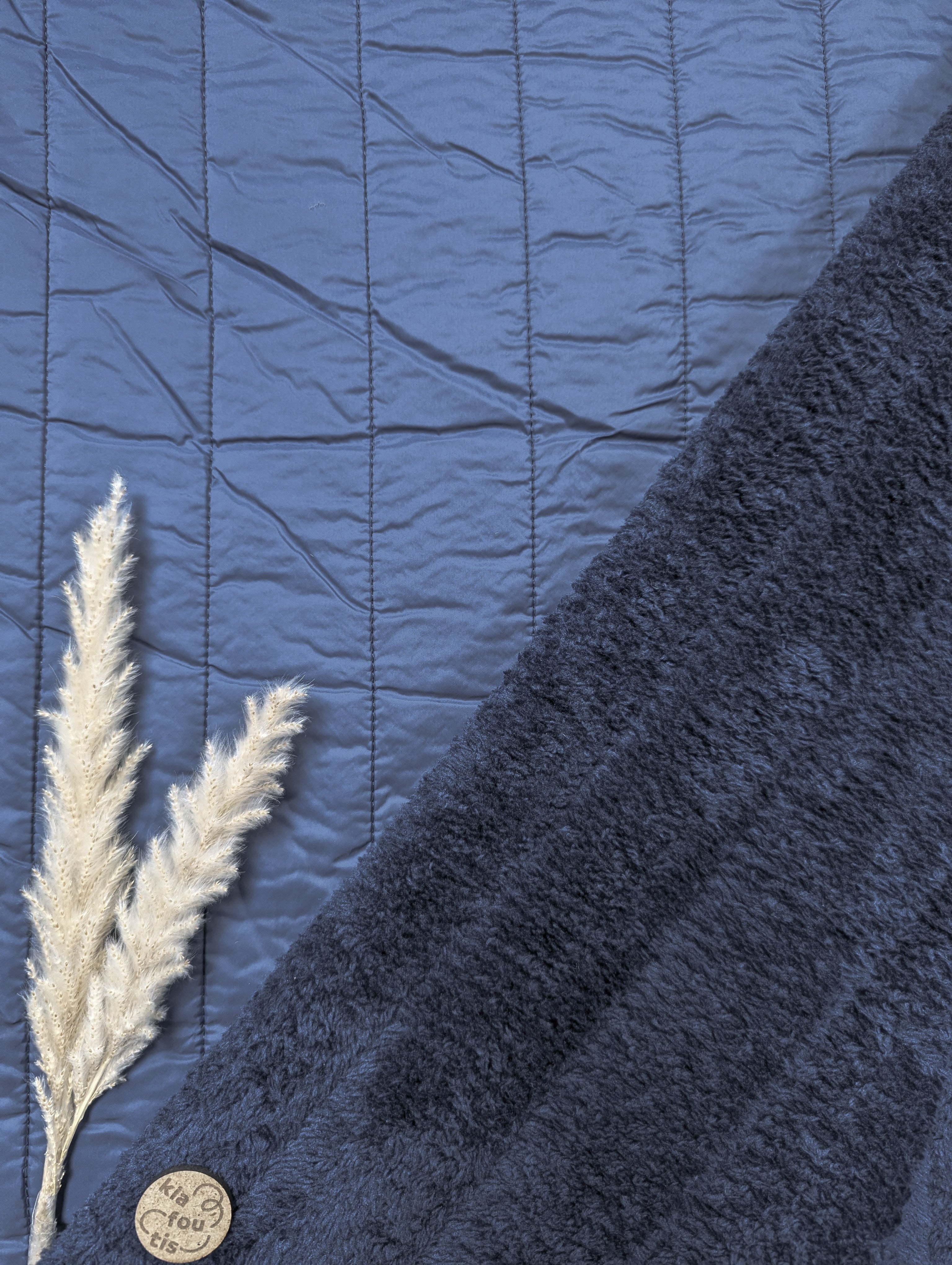 Matelassé doublé fourrure - bleu jeans