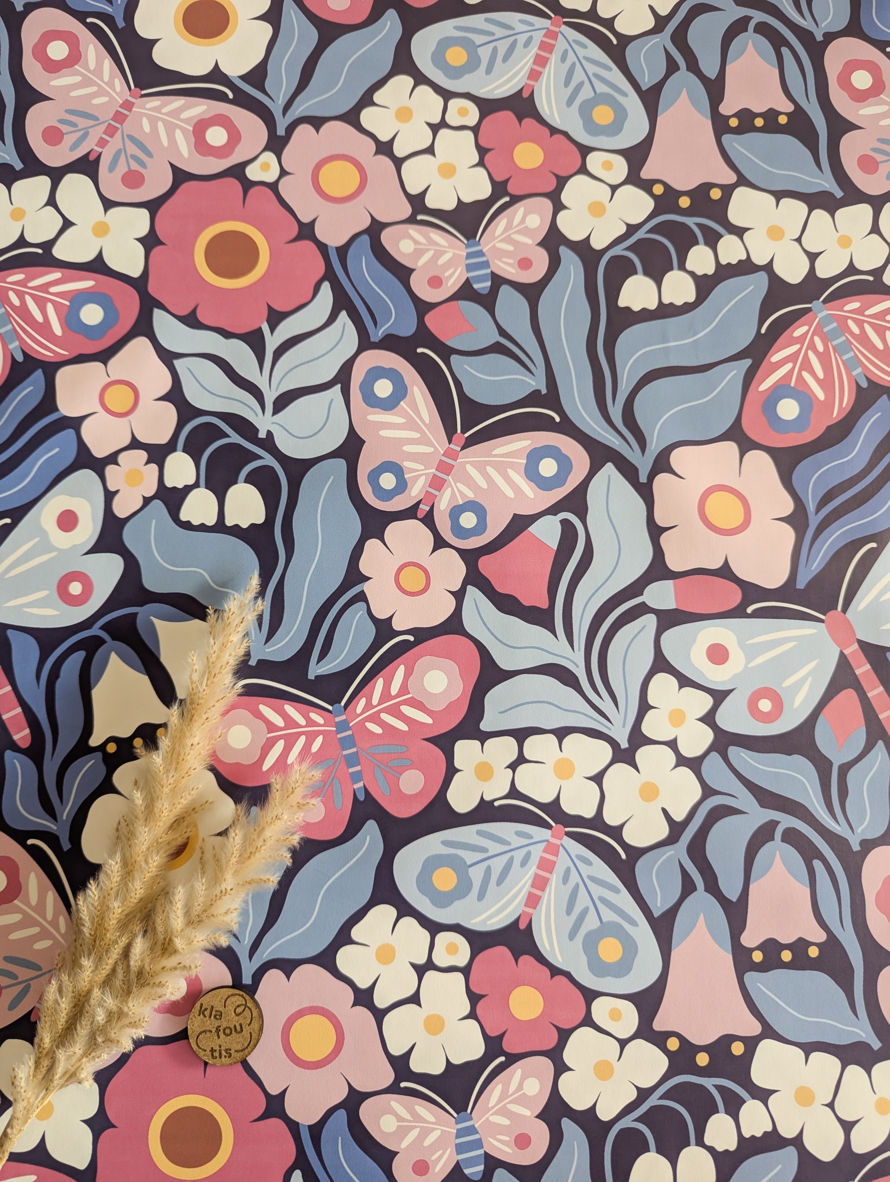 Imperméable doux bleu marine - envol fleuri