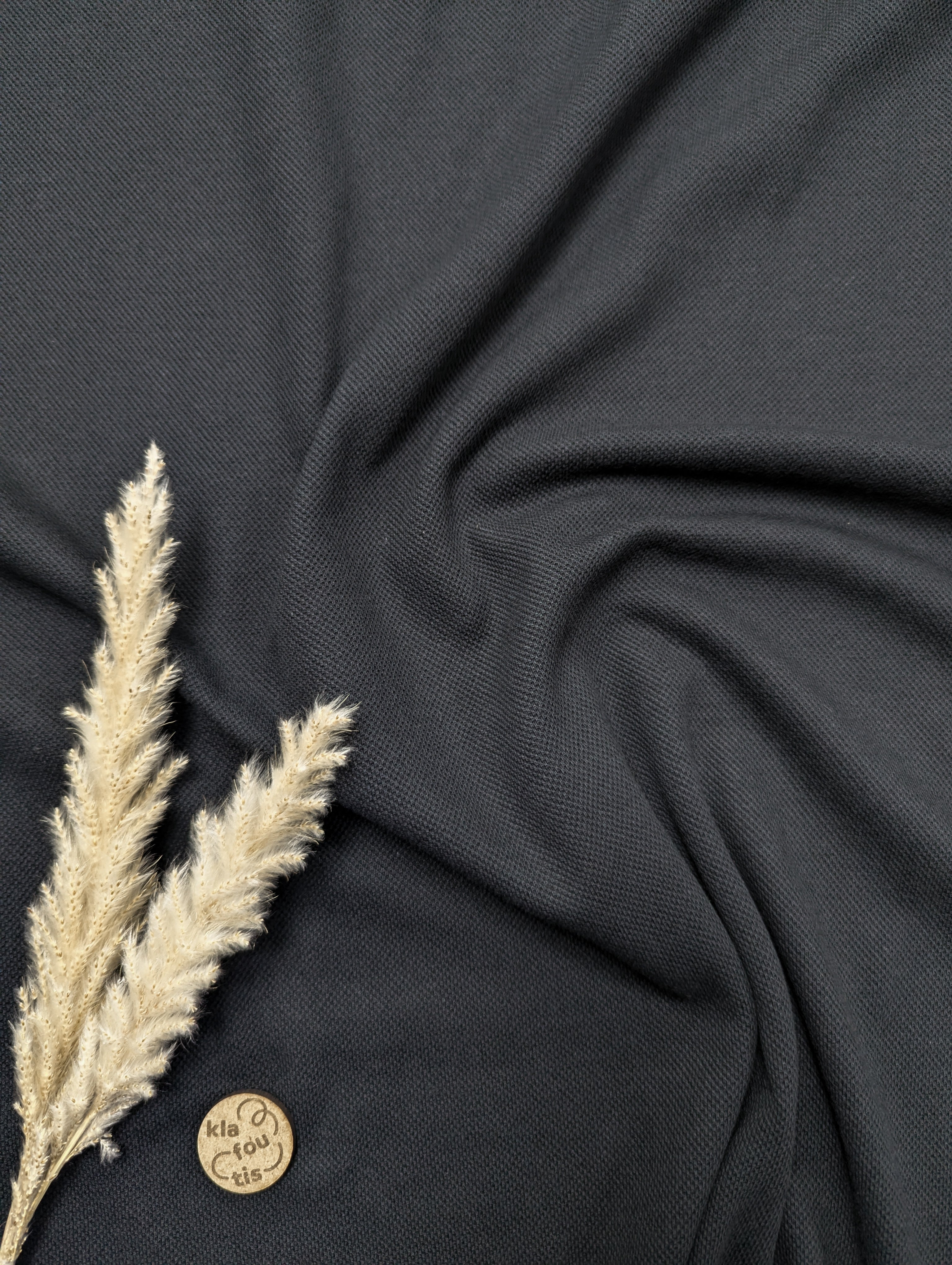 Jersey piqué de coton - maille polo - noir