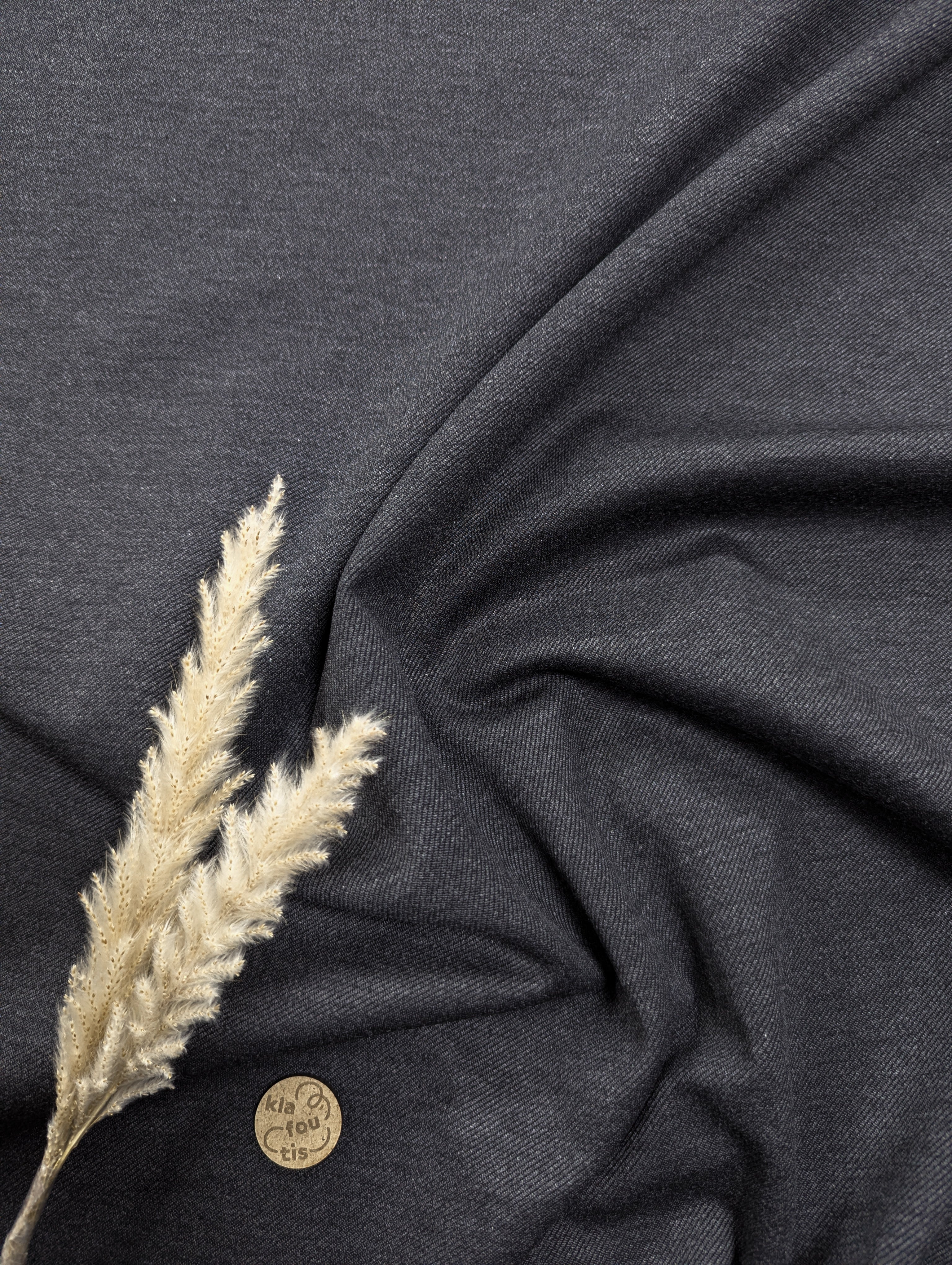 Twill extensible - gris foncé chiné