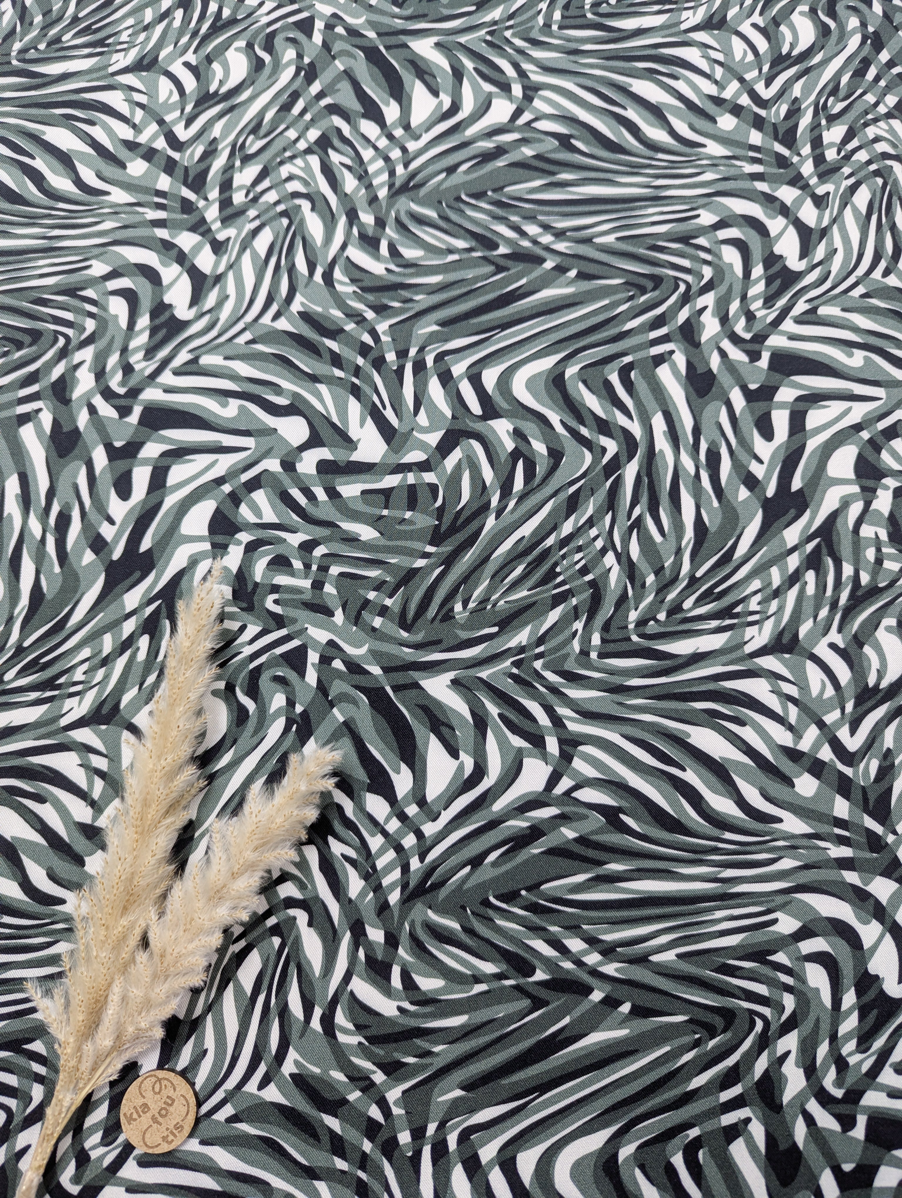 Twill de viscose vert - Zébra