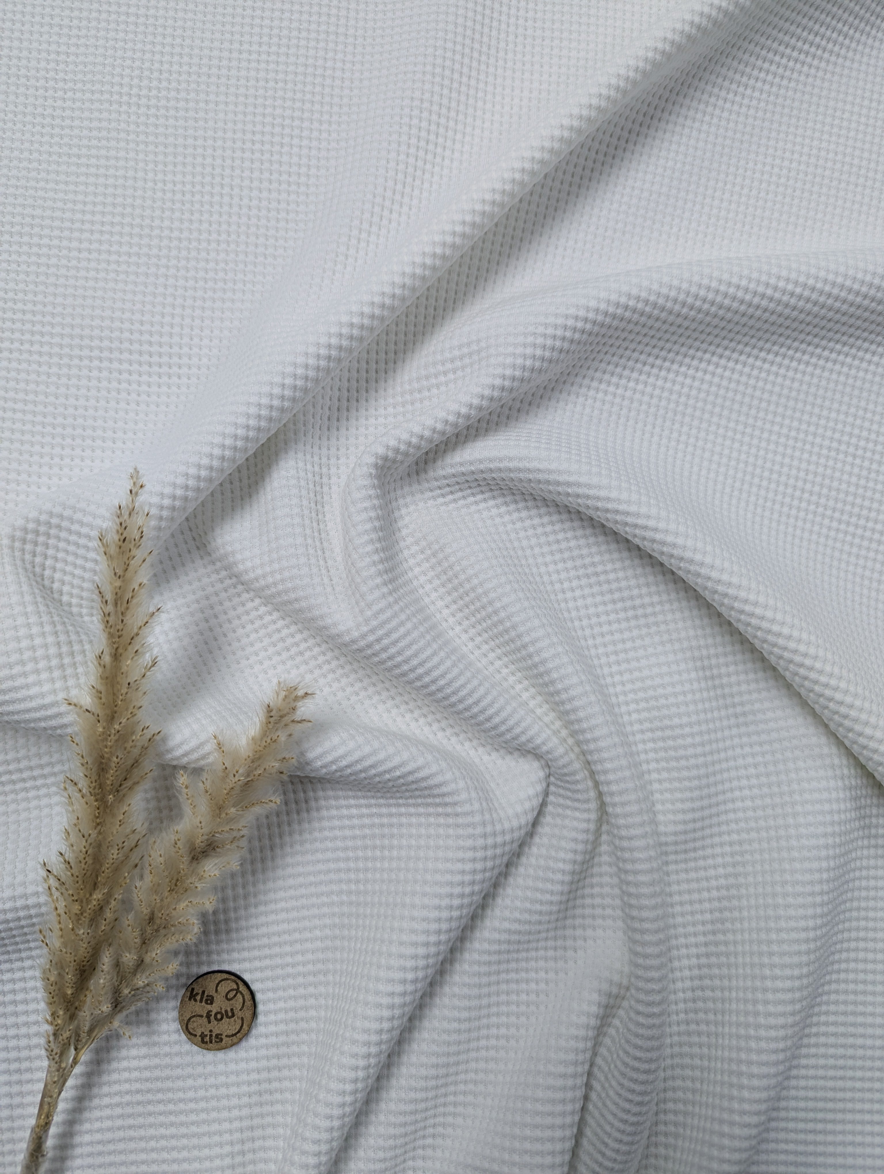 Jersey de coton gaufré BIO - Blanc