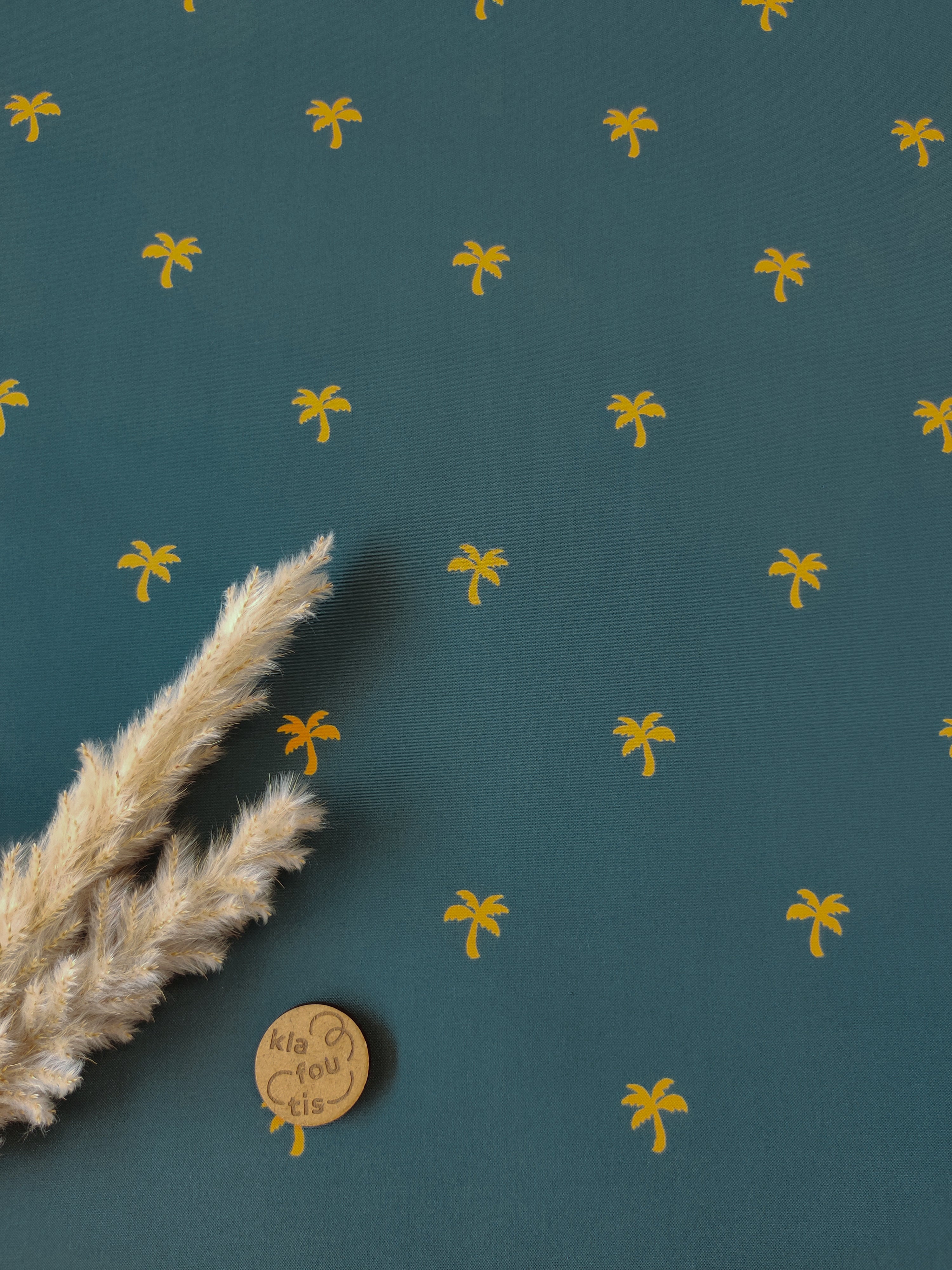 Short de bain déperlant bleu canard - Palmiers