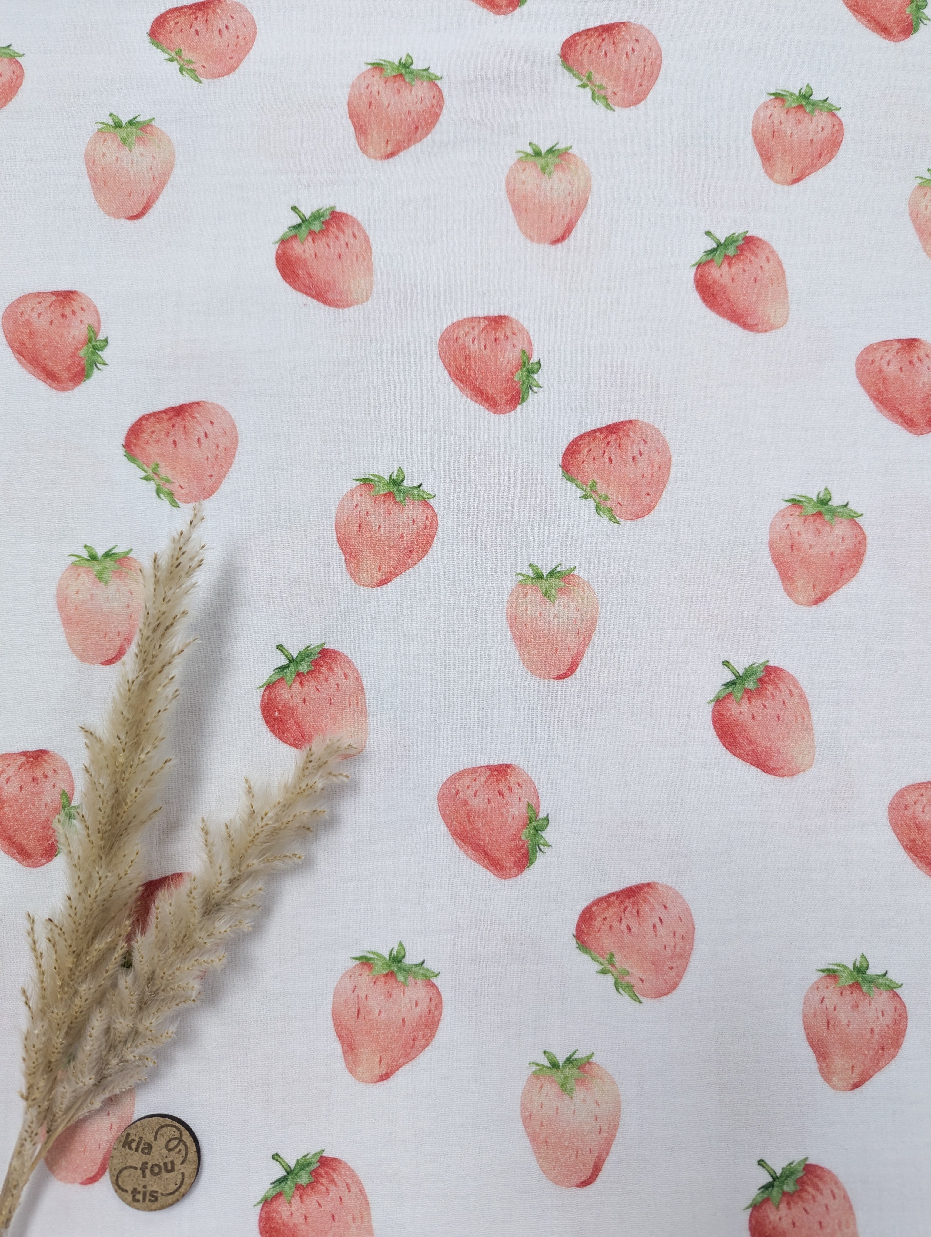 Double gaze blanc - Fraises délicieuses