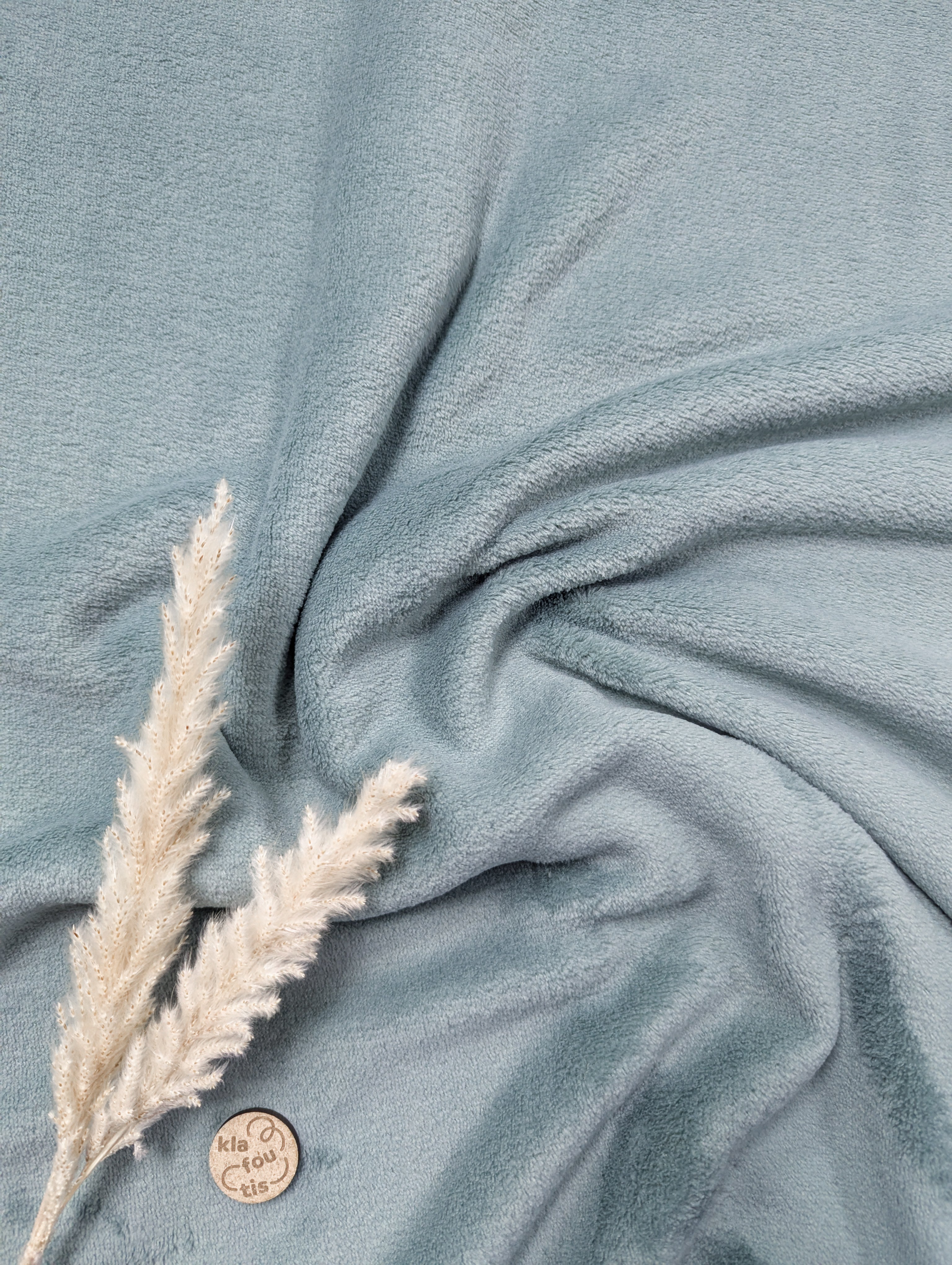 Tissu doudou double face - eucalyptus