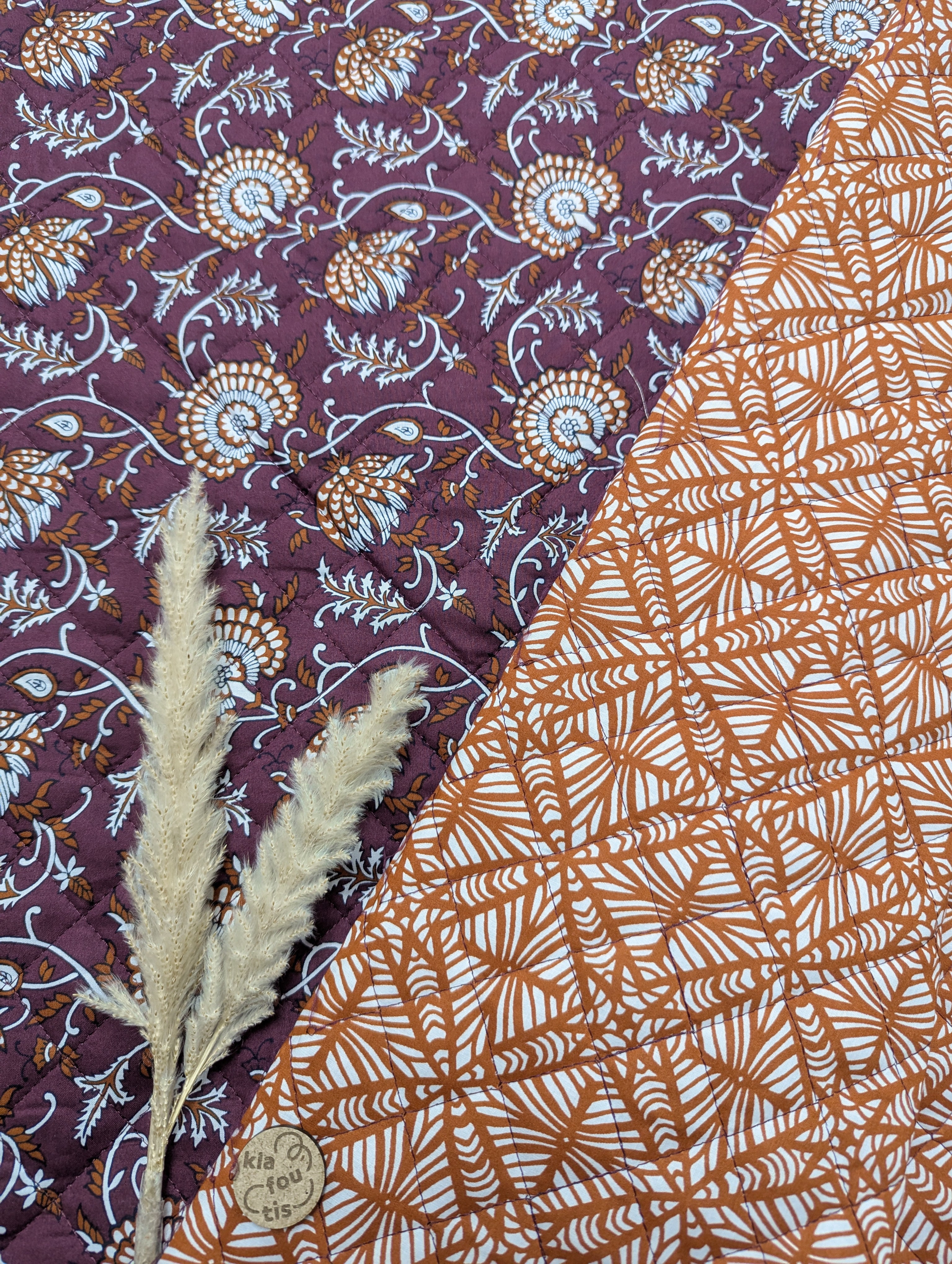 Coton matelassé double face - jardin bohème