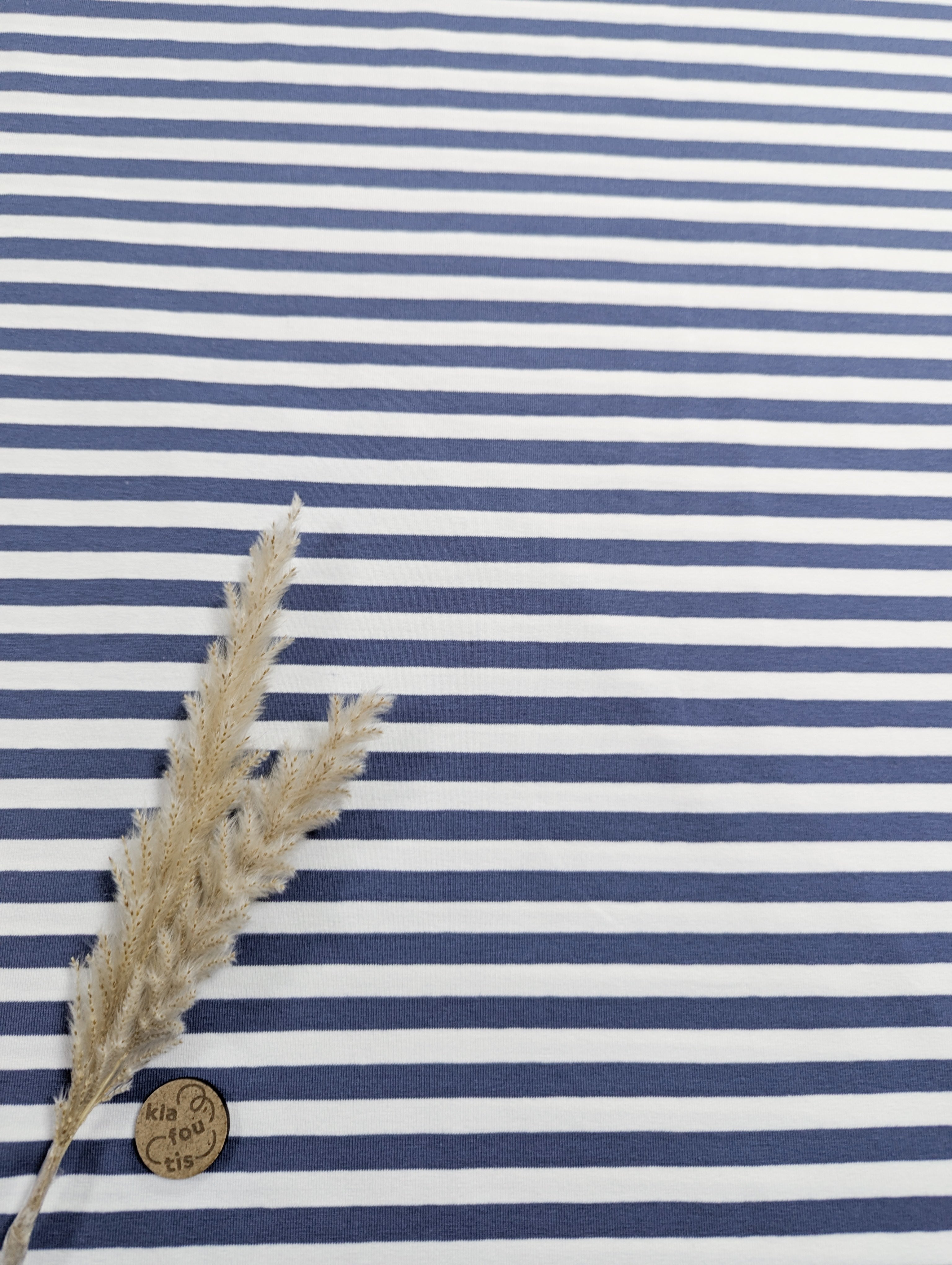 Jersey de coton marinière - bleu jeans