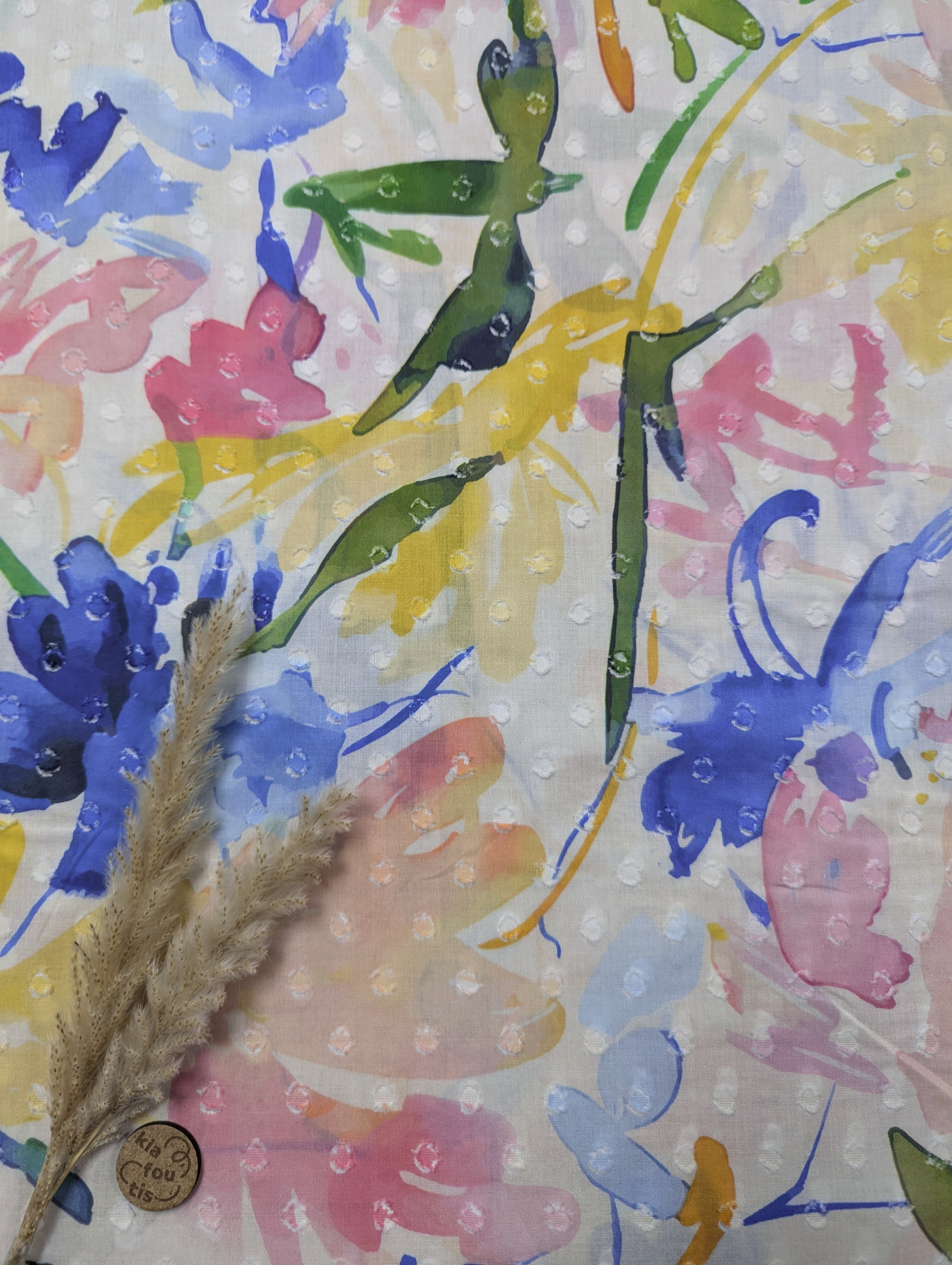 Voile de coton plumetis écru - jardin colorés