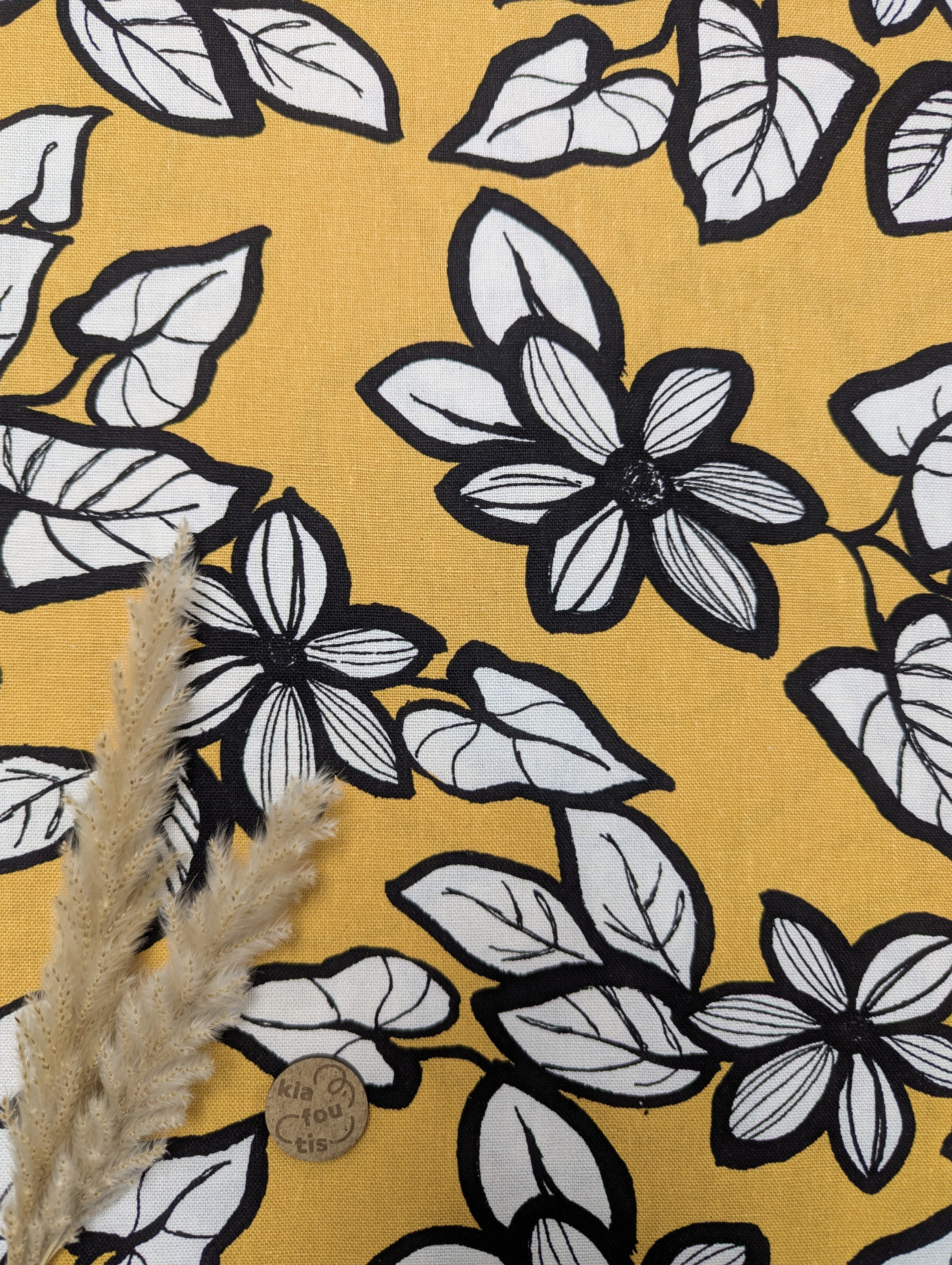 Lin viscose jaune - feuillage