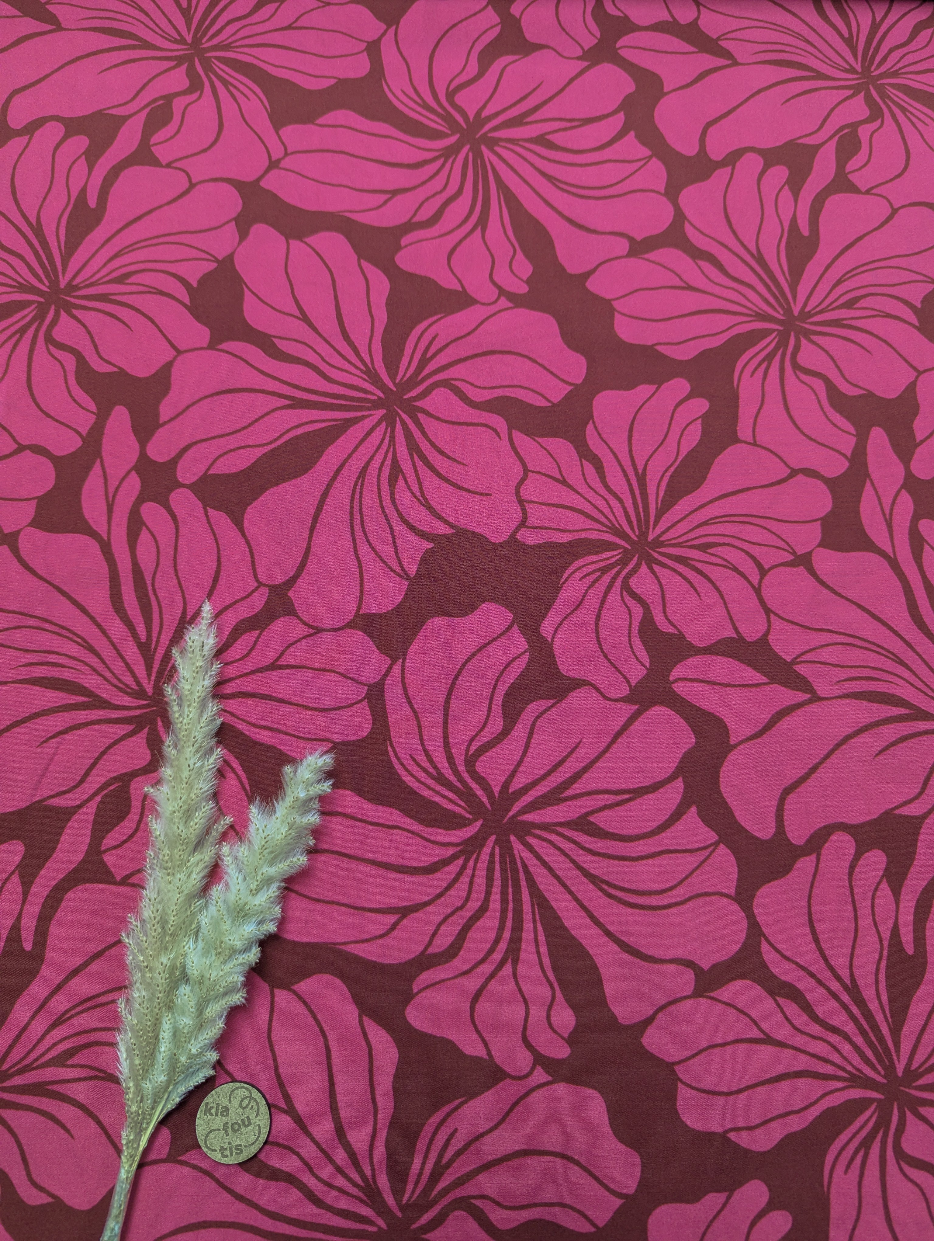 Popeline de viscose magenta - floraison