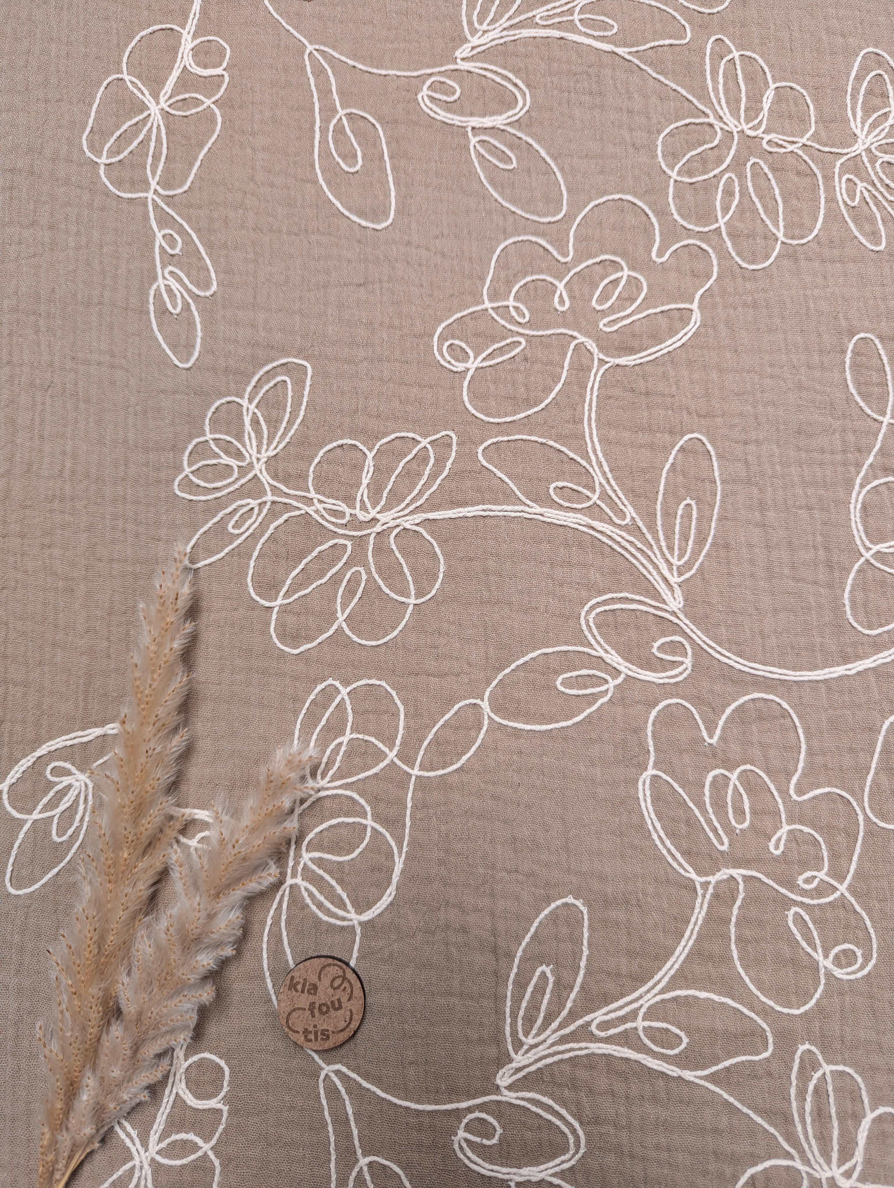 Double gaze beige brodée - trop sublime