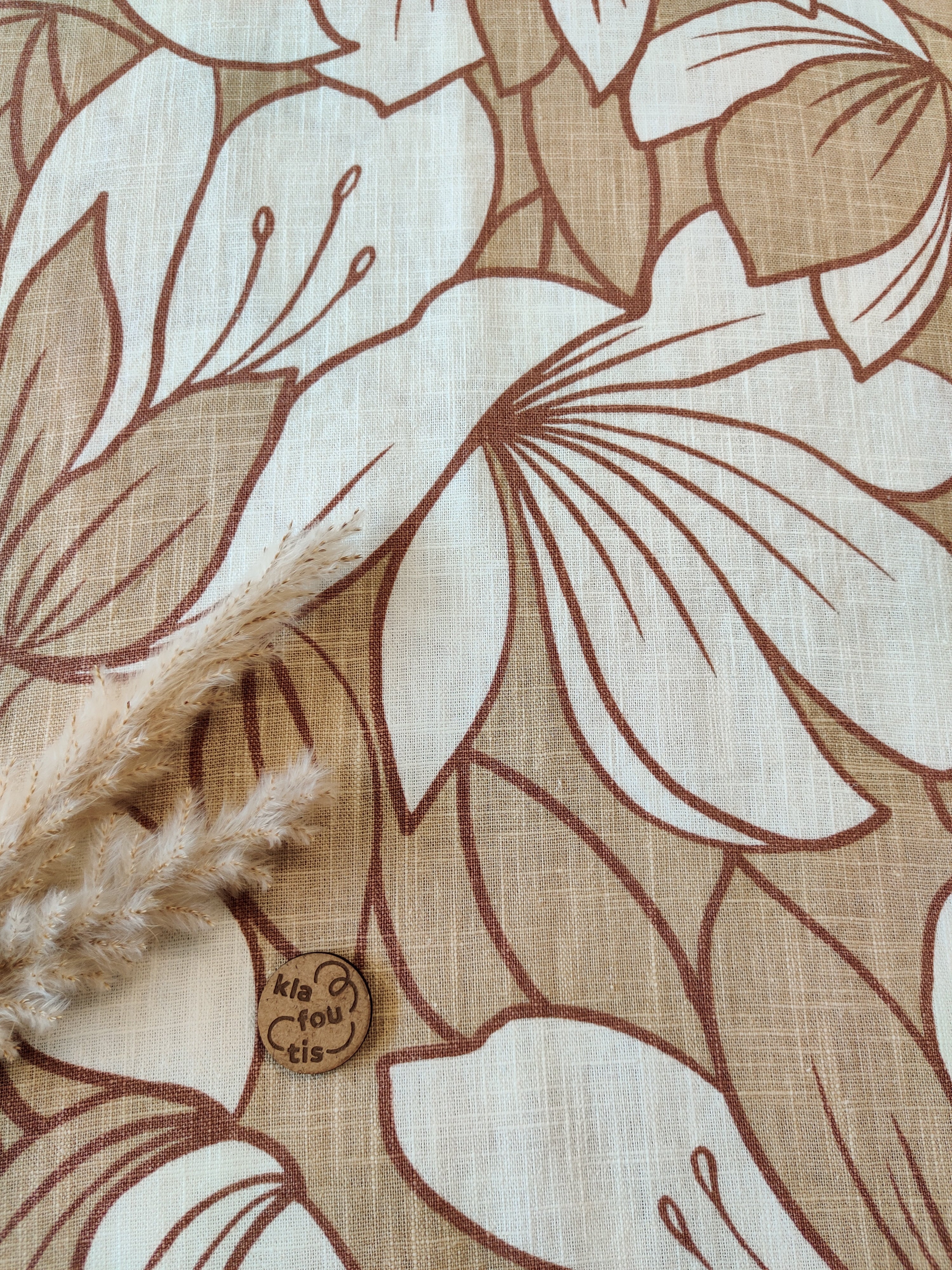 Lin coton beige - Contours botaniques