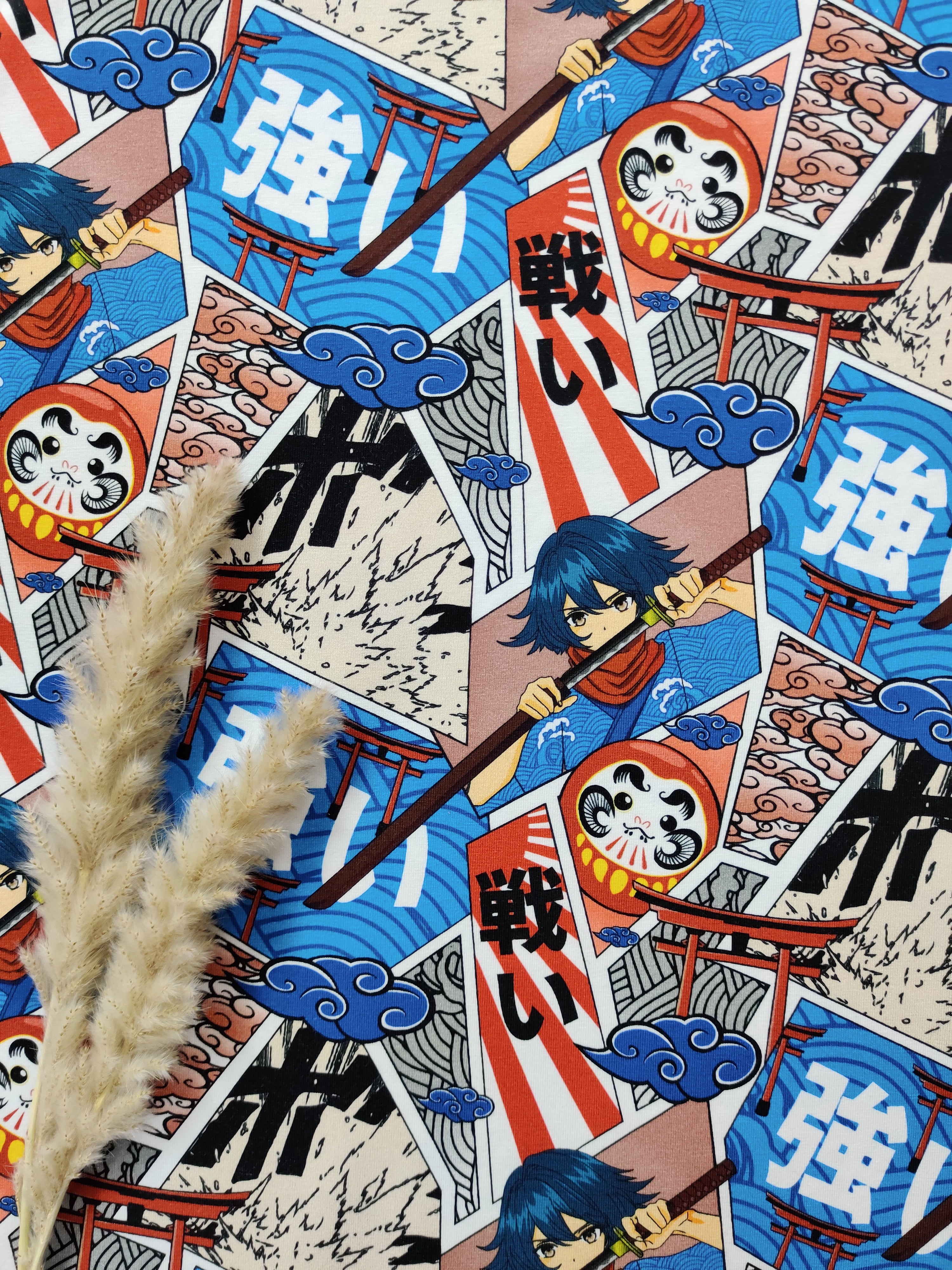 Jersey de coton - Manga bleu