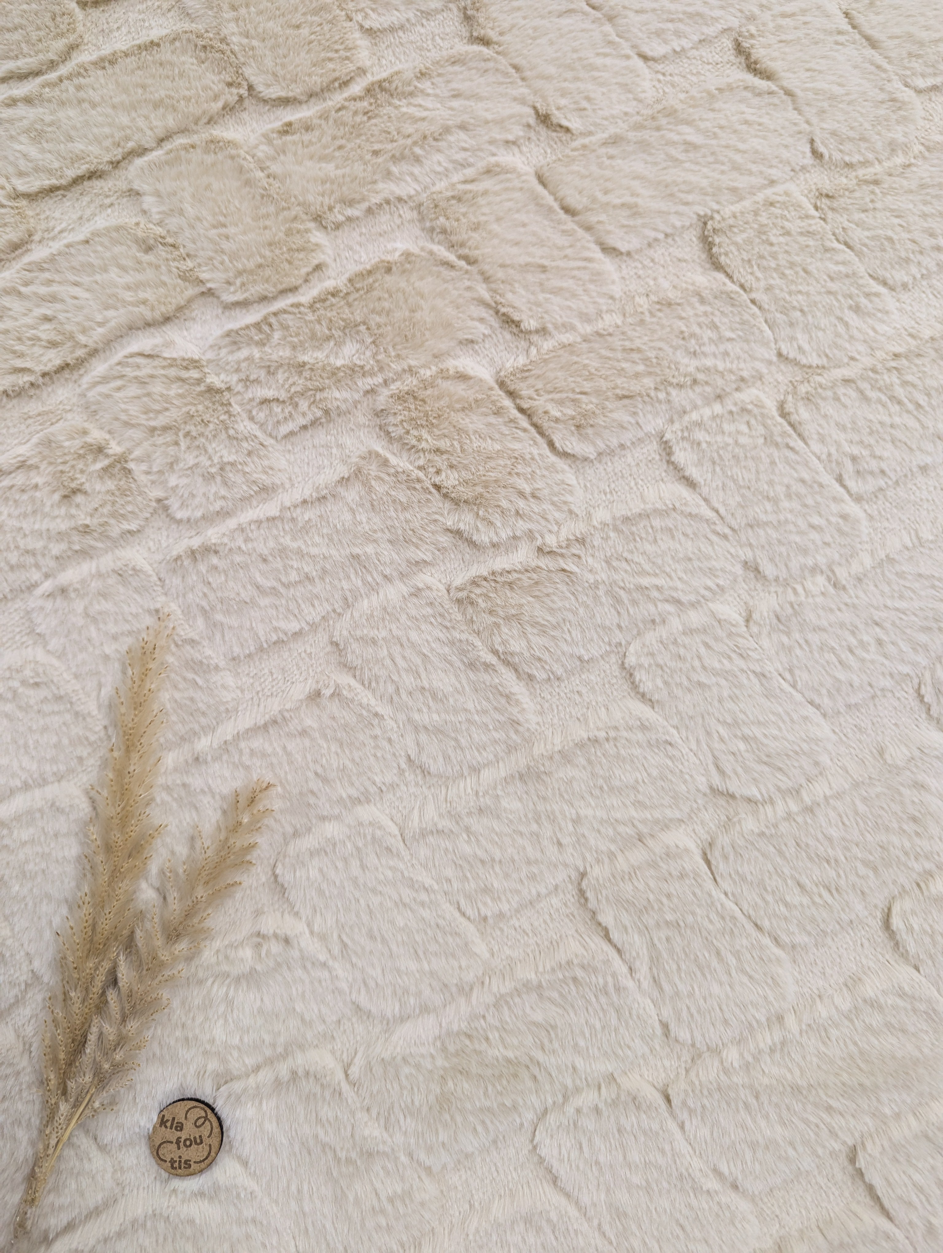 Fausse fourrure extensible effet naturel beige - briques