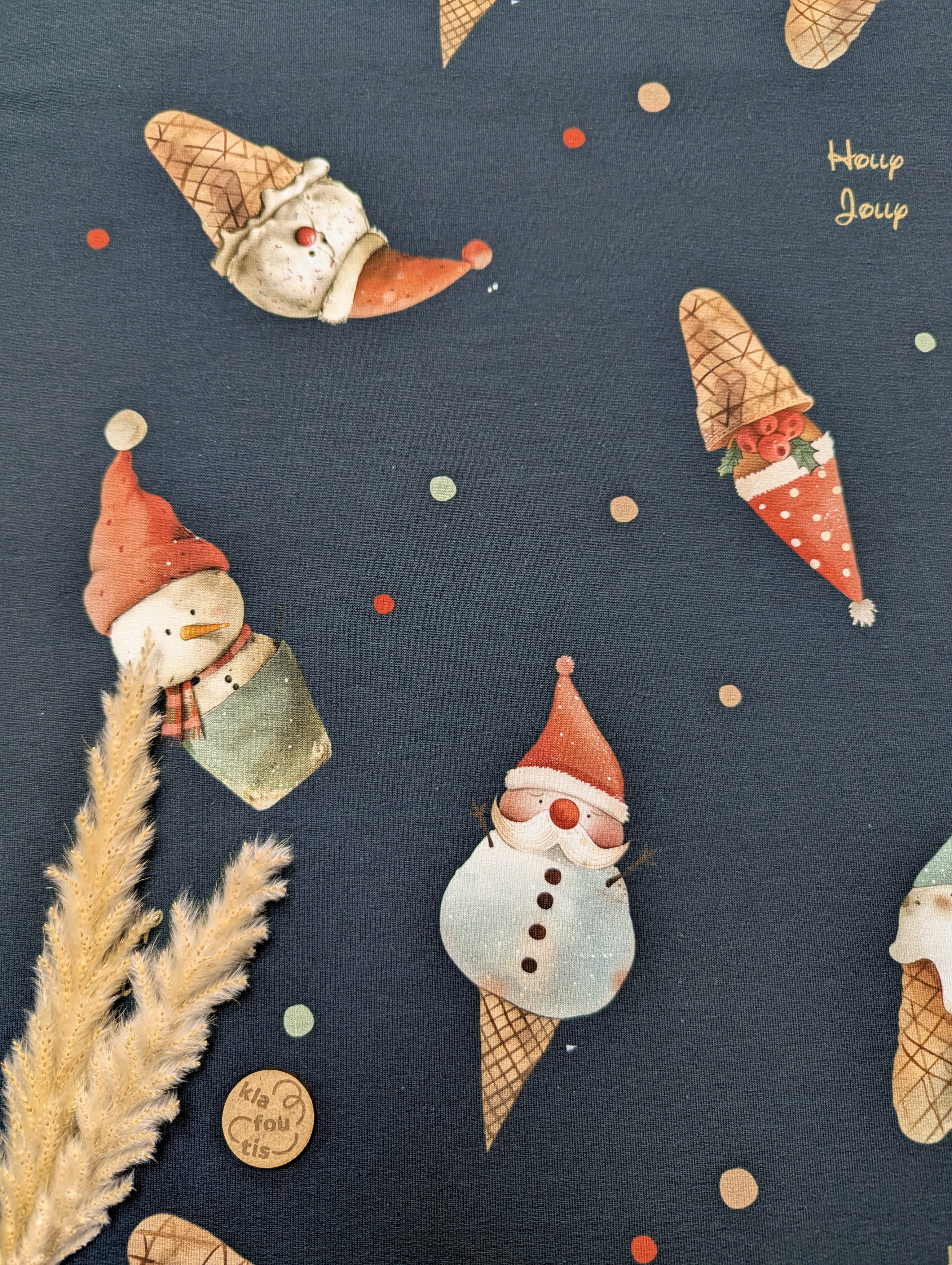 French terry vert - cône de Noël