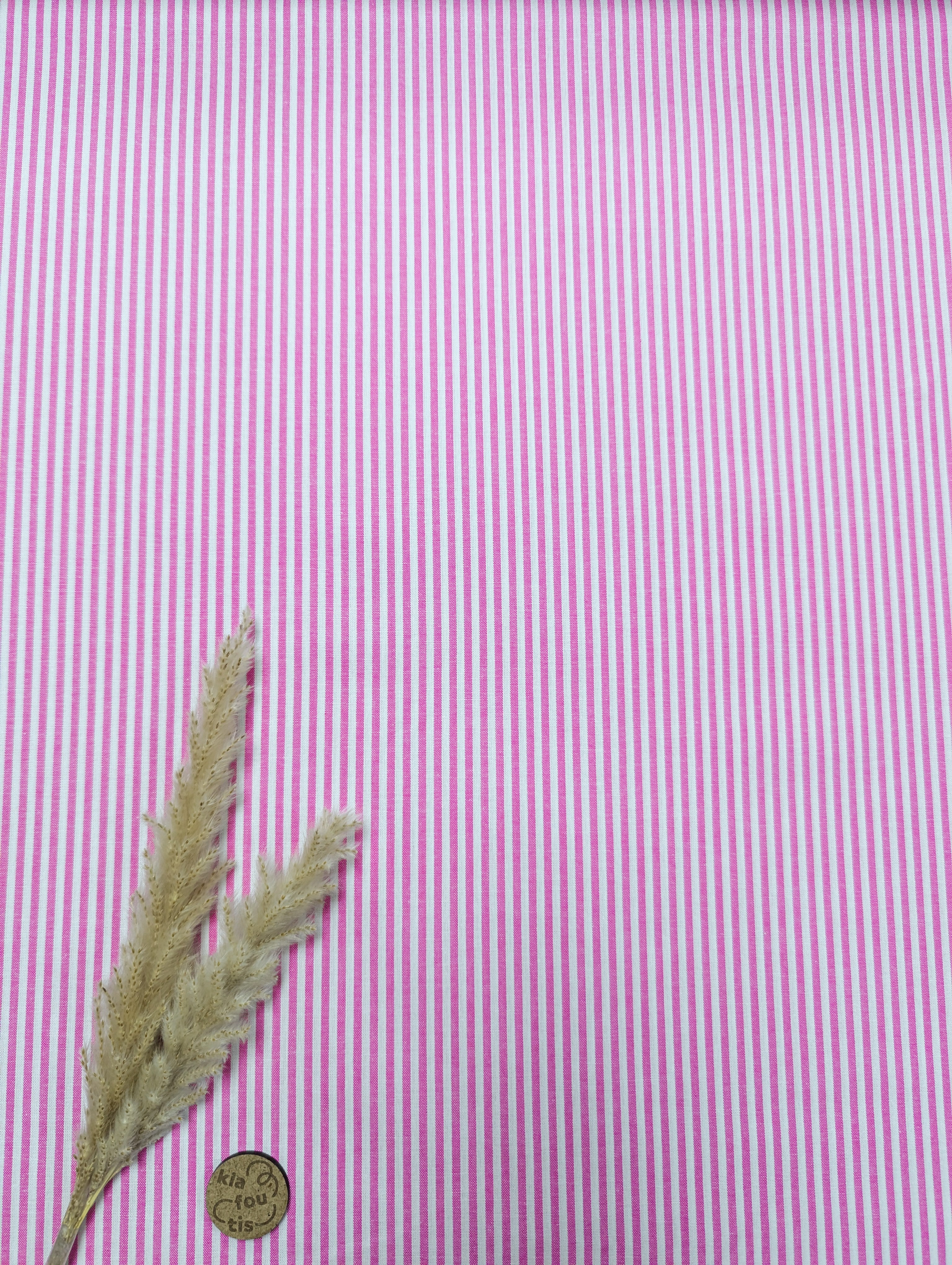Chambray de coton ligné - Fuchsia