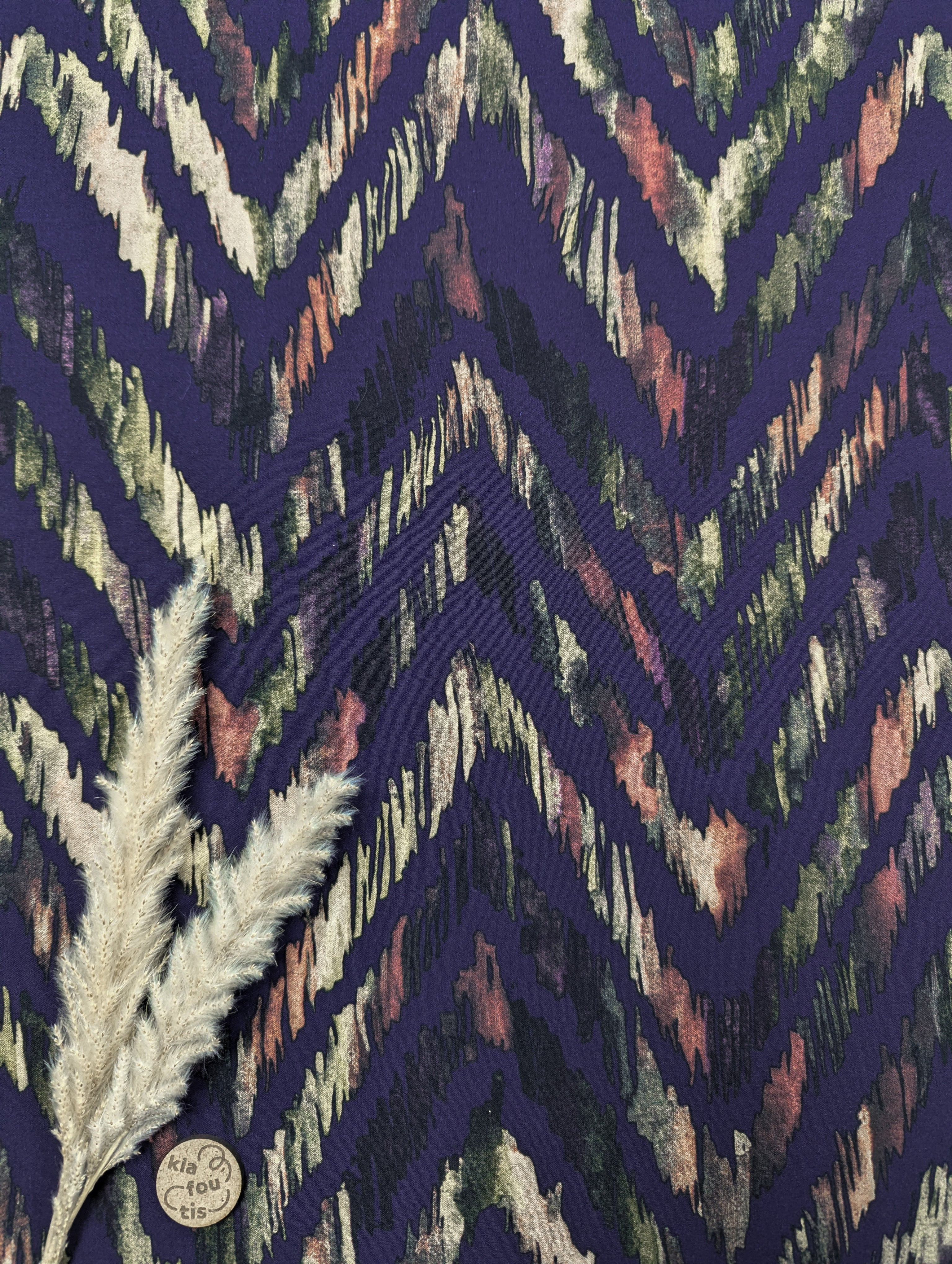 Popeline de viscose violet - zigzag élégant