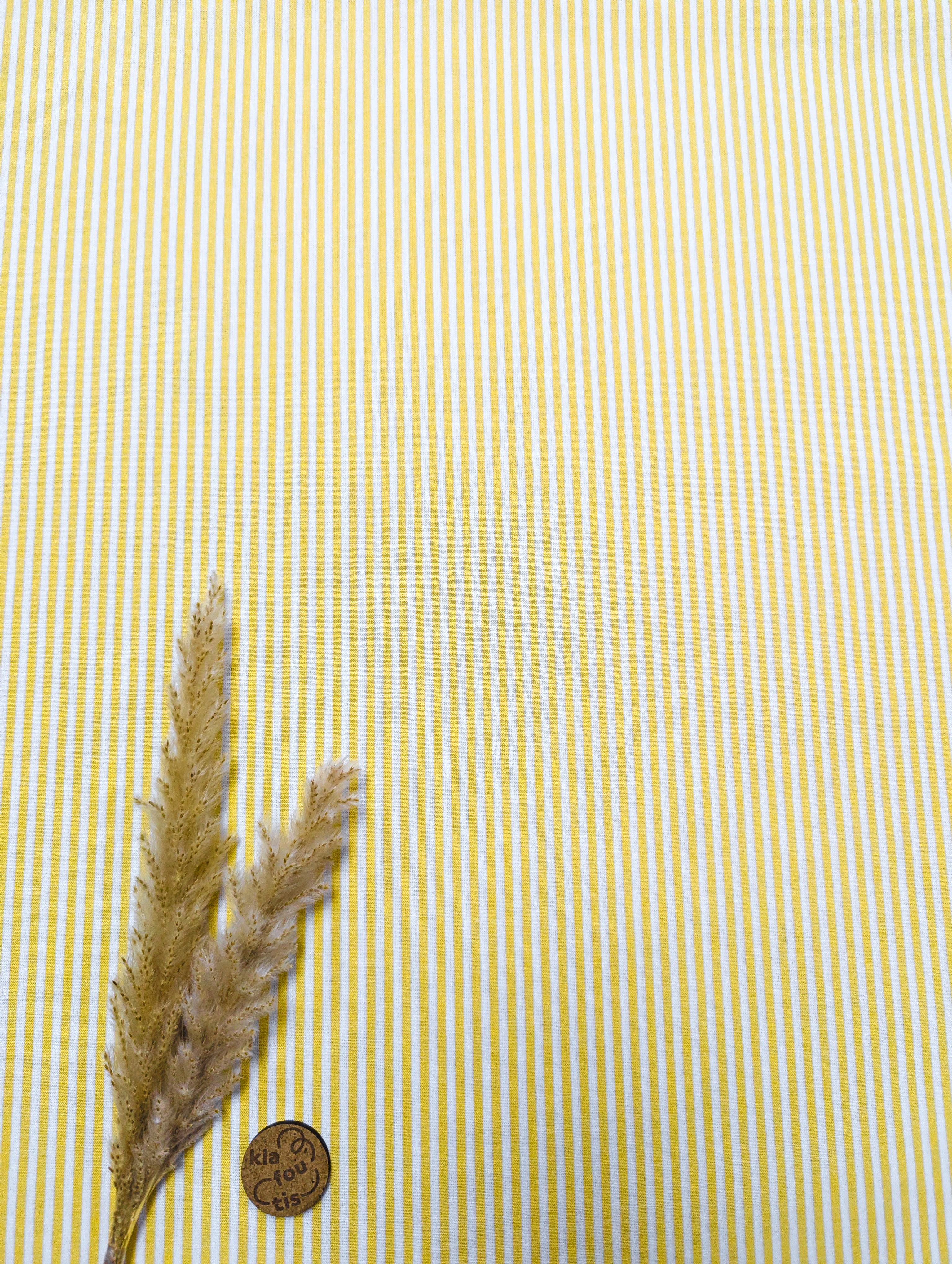 Chambray de coton ligné - Jaune