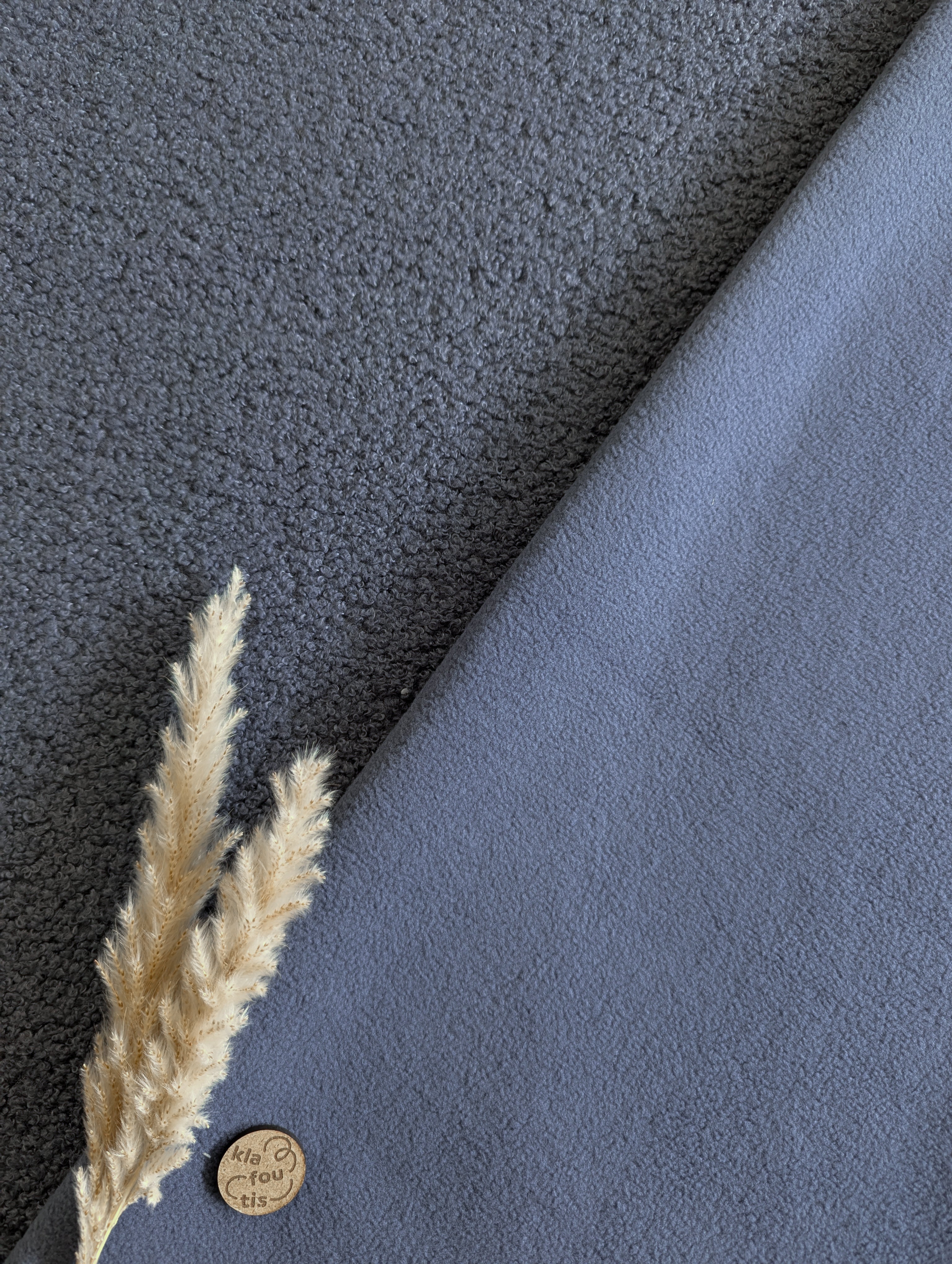 Teddy doublé polaire - bleu denim