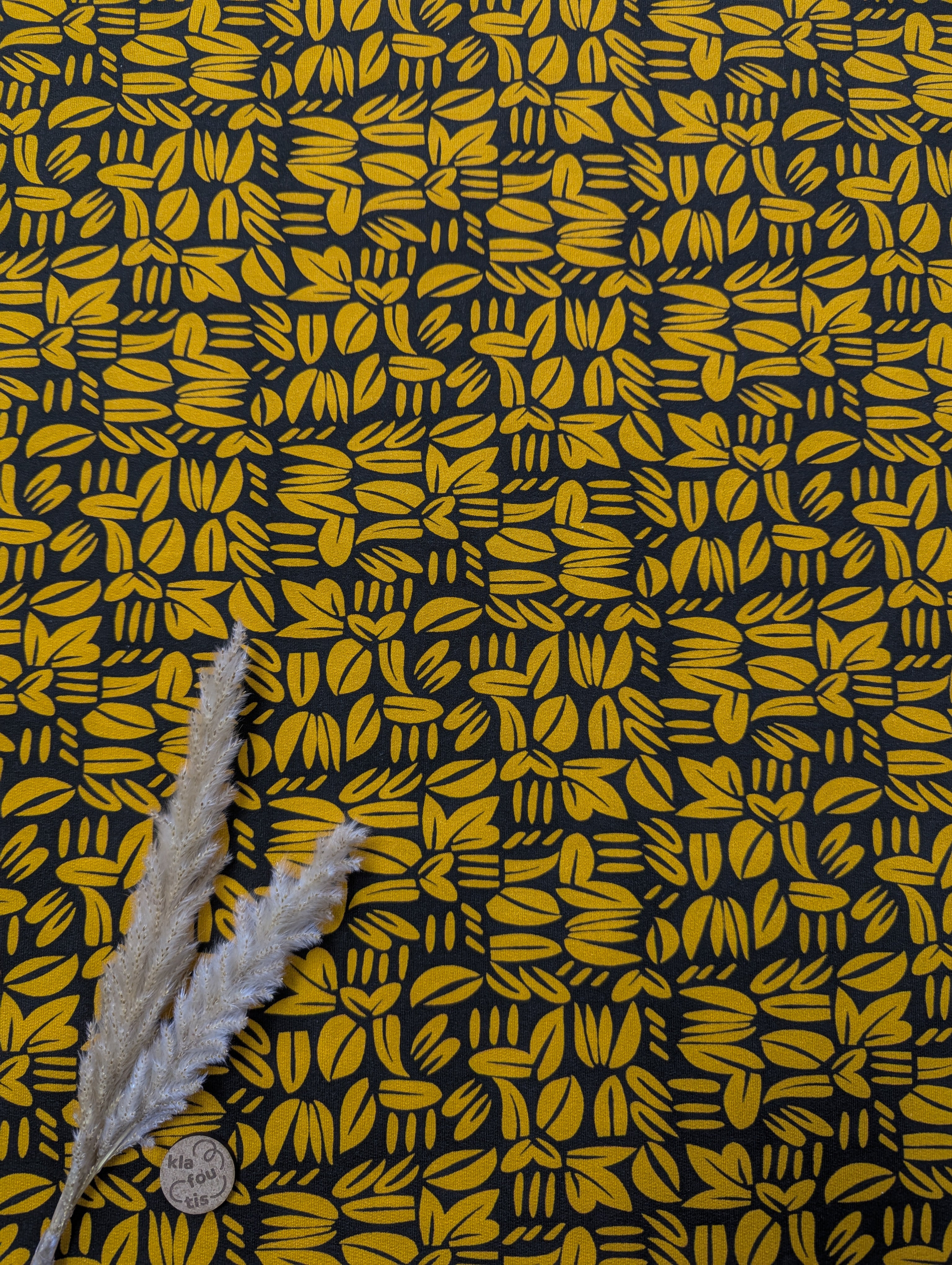 French Terry noir et ocre - bicolore