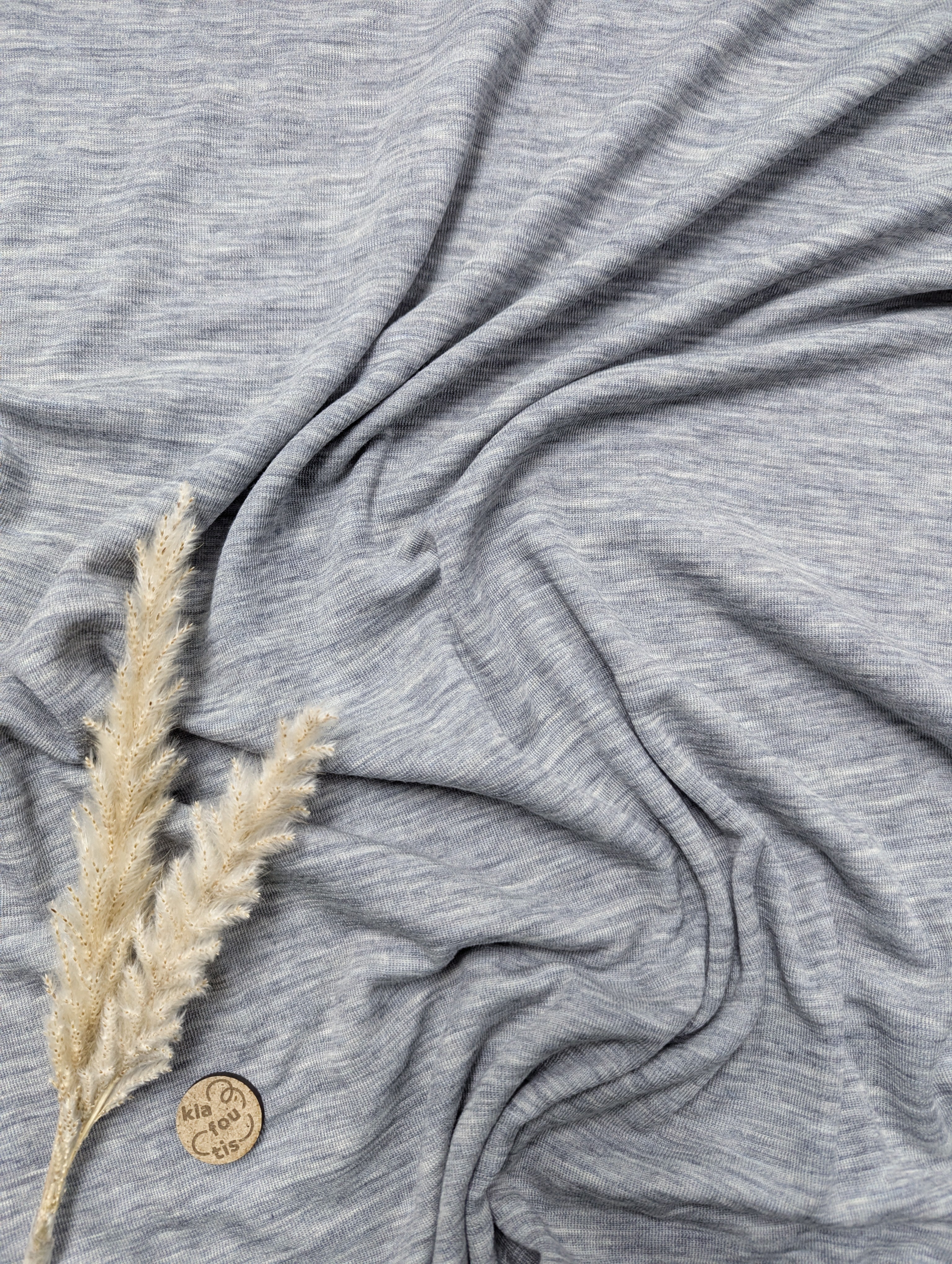 Jersey 100% laine mérinos léger gris clair chiné - TISSU D