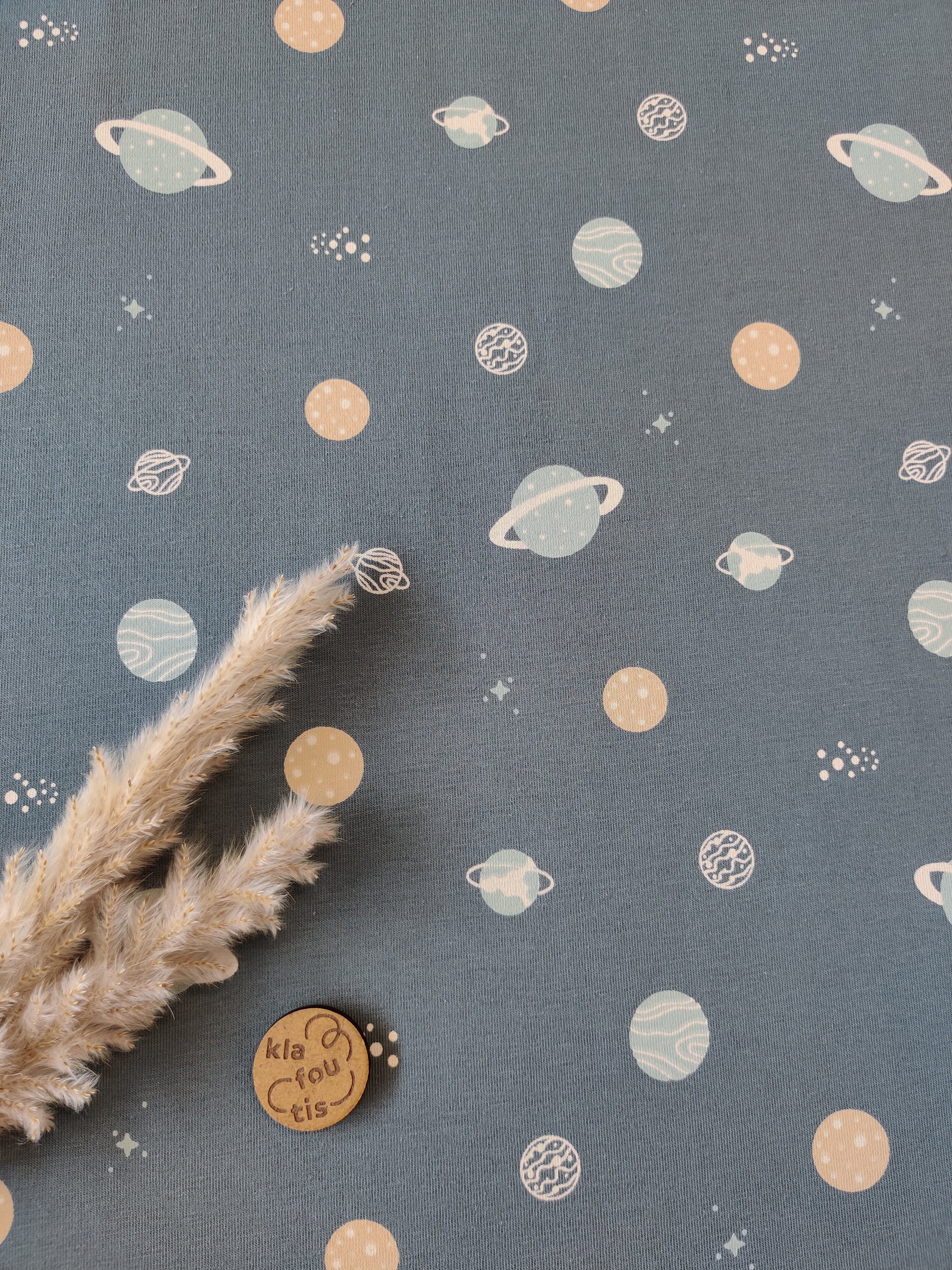 Jersey de coton bleu jeans - Ronde des planètes