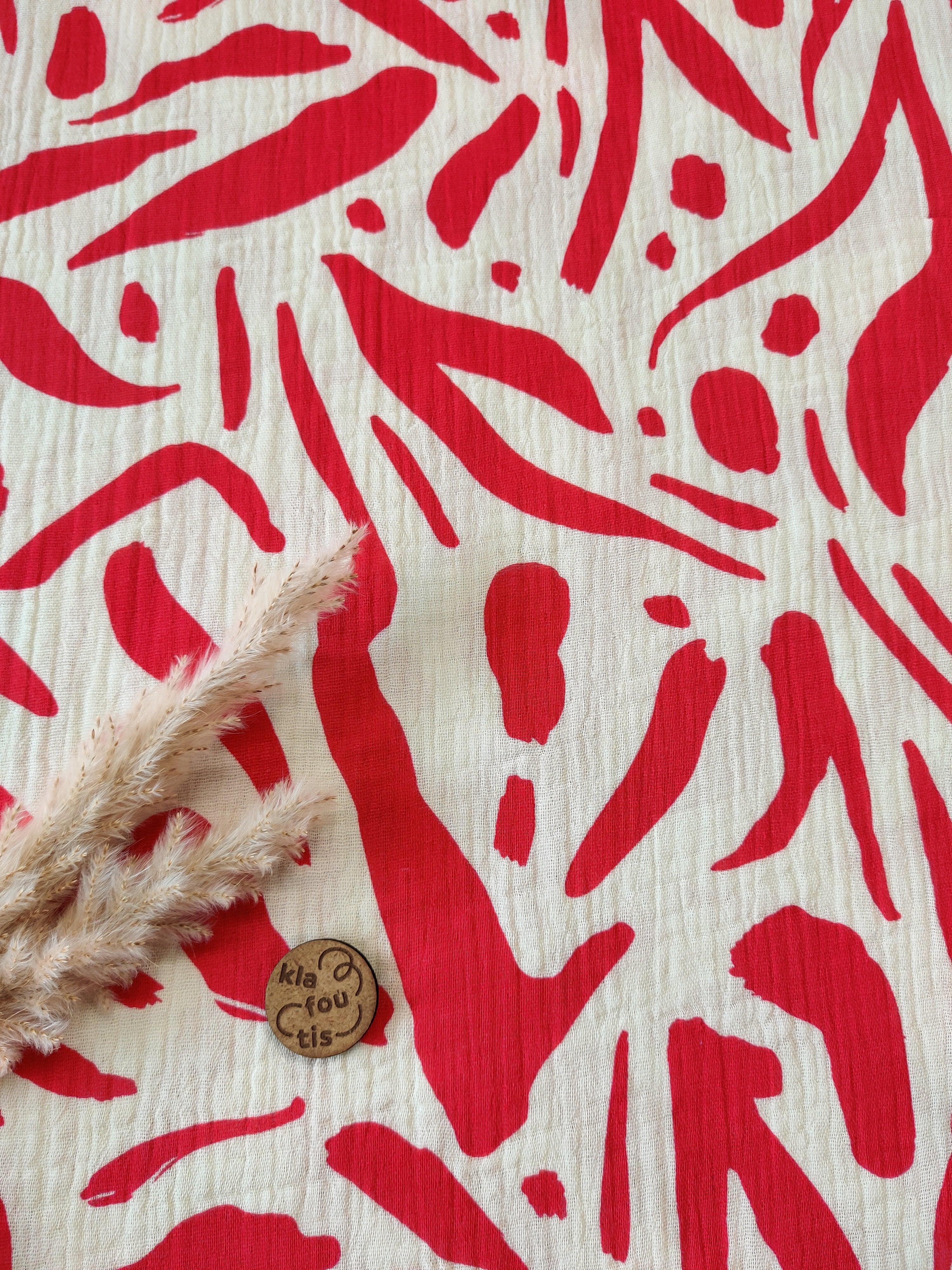 Double gaze écru - Esprit sauvage rouge
