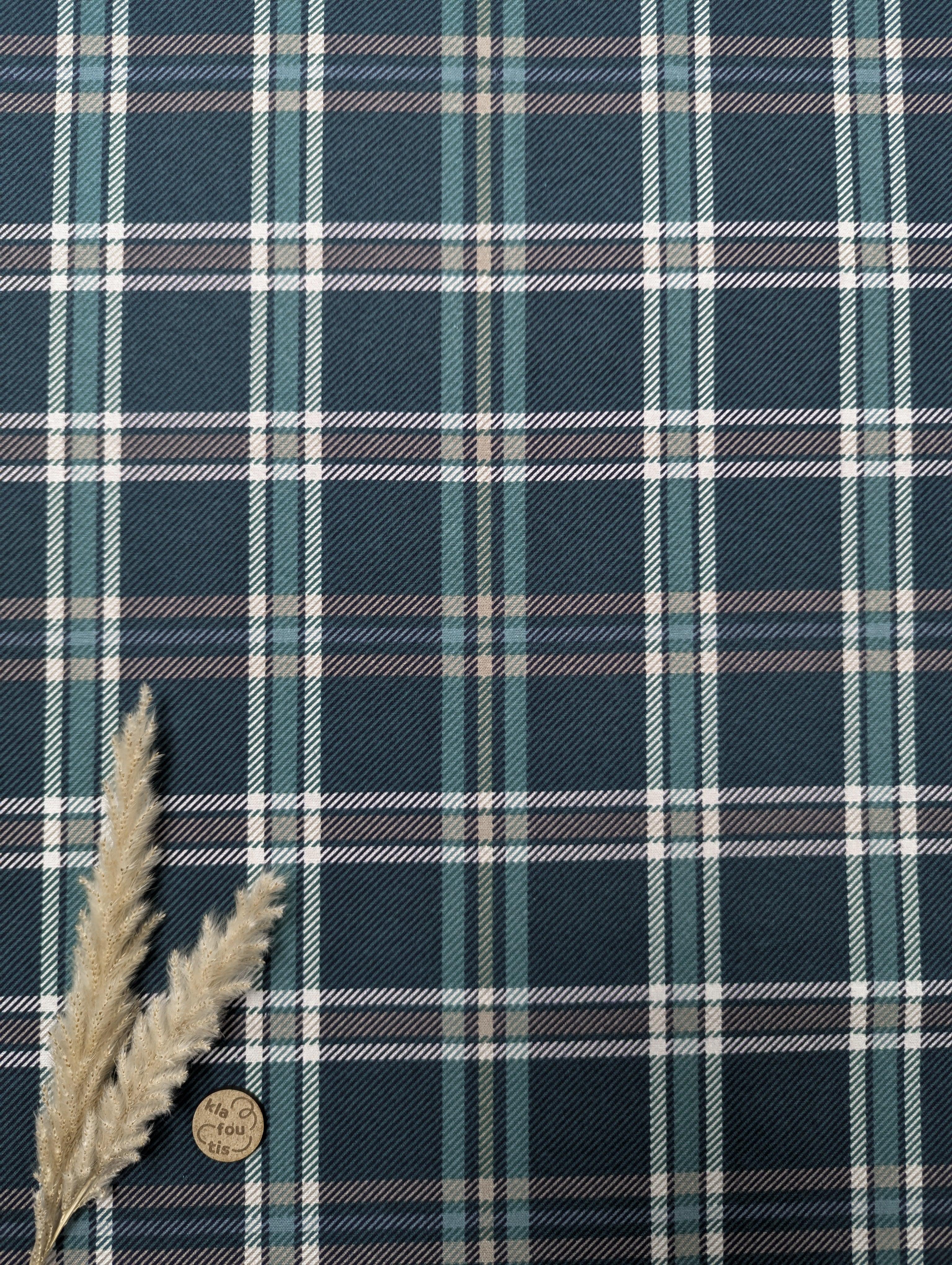 Flanelle de coton vert pétrole - joli bûcheron