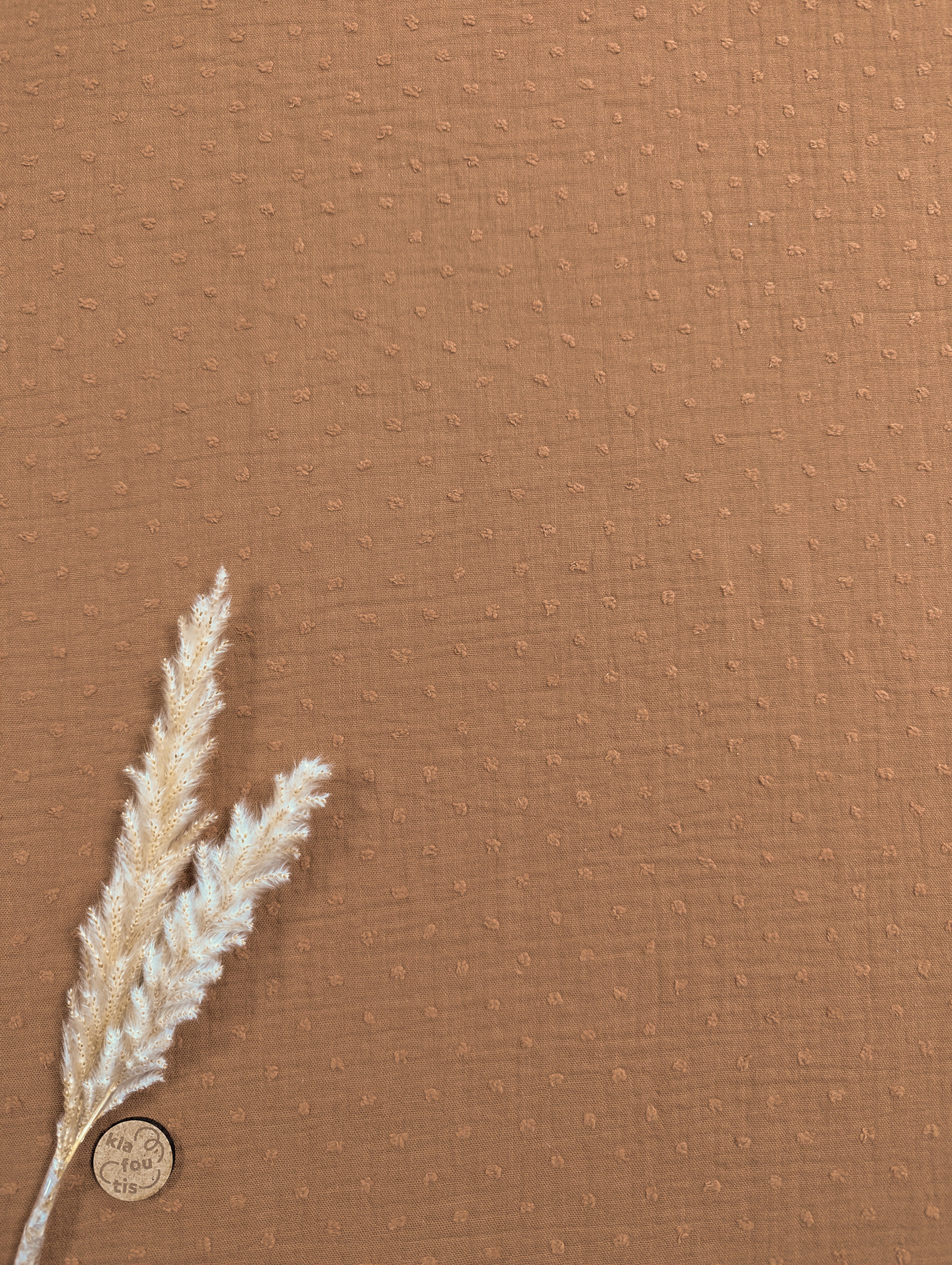 Double gaze plumetis - cognac