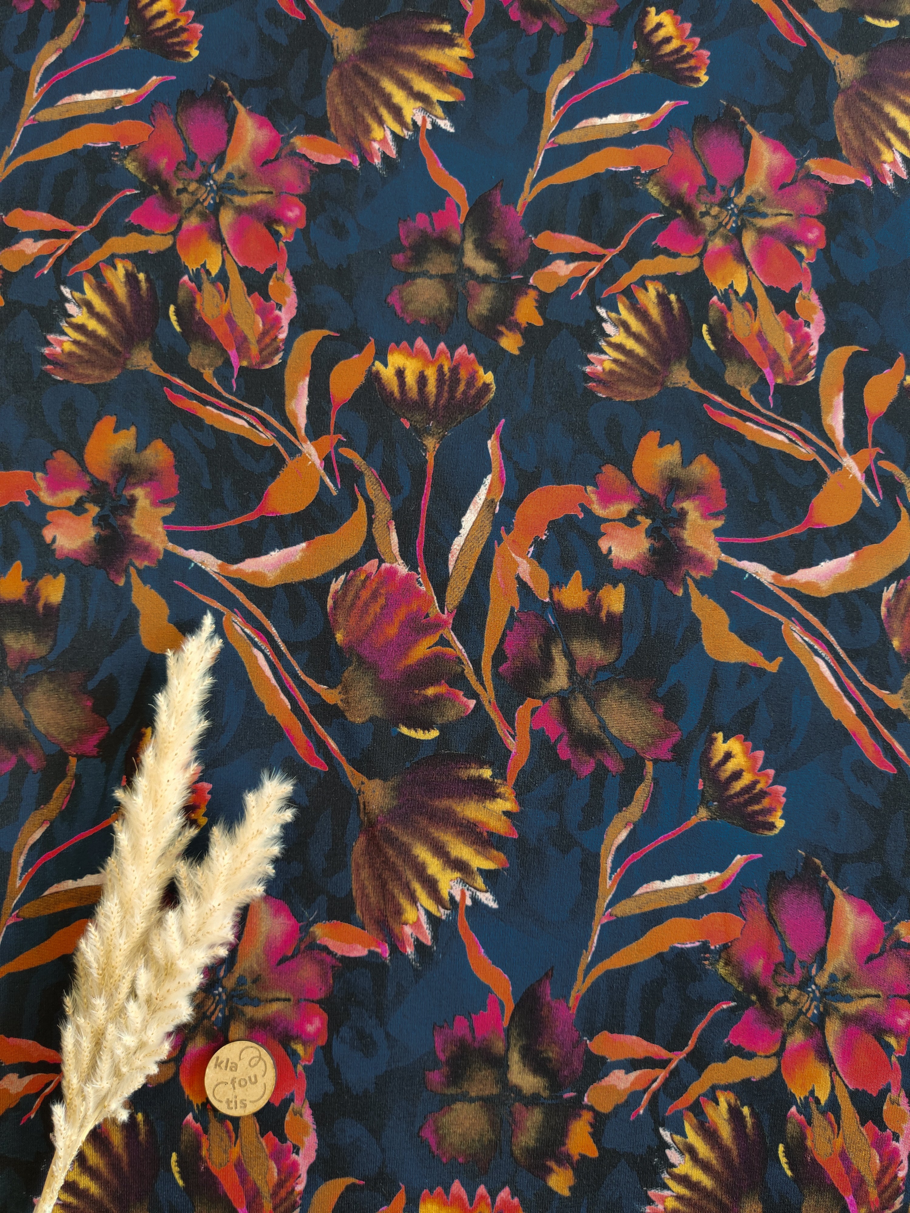 Jersey de coton bleu marine - Ombres ardentes