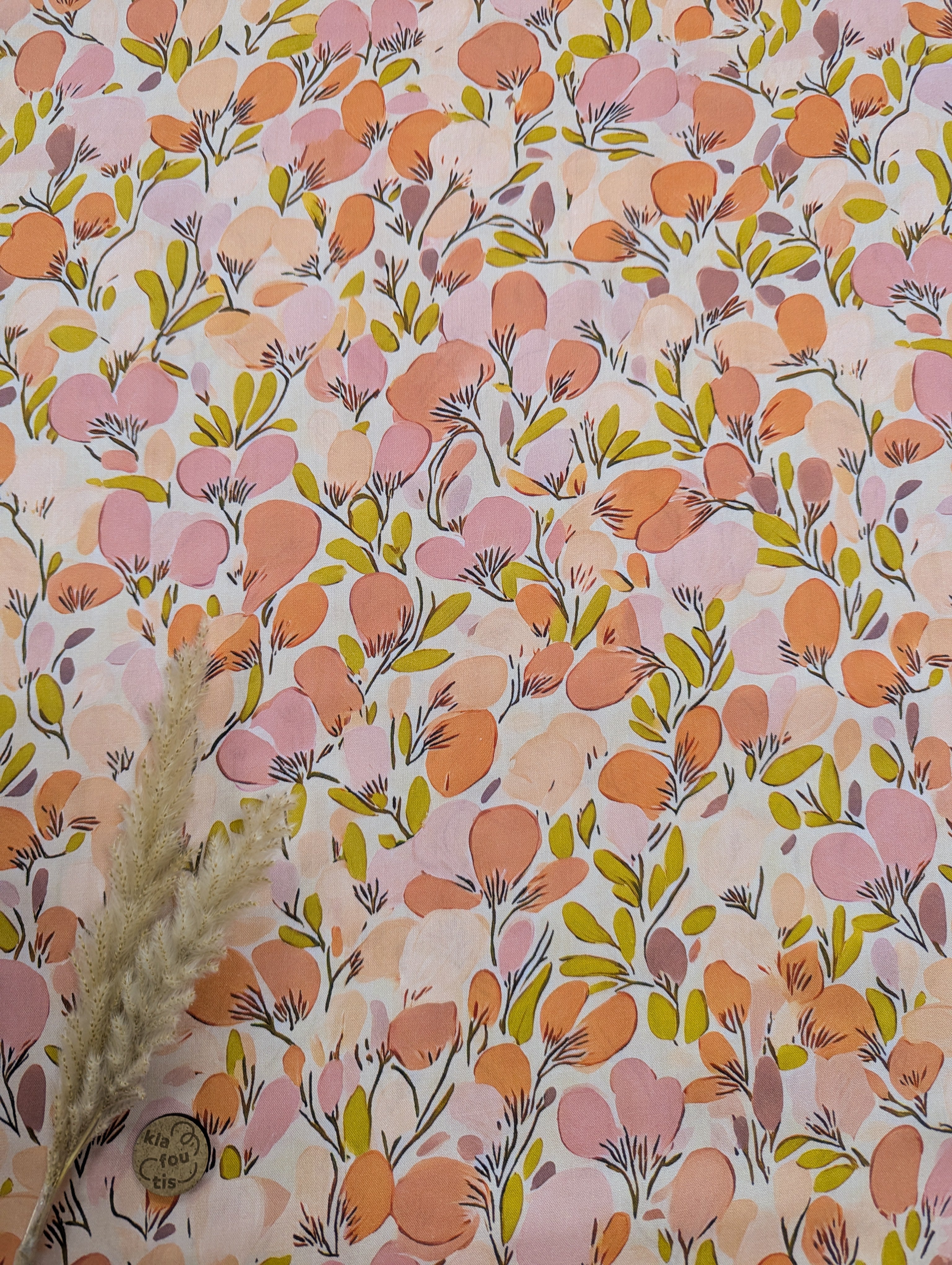 Popeline de viscose orangé - comme des bourgeons