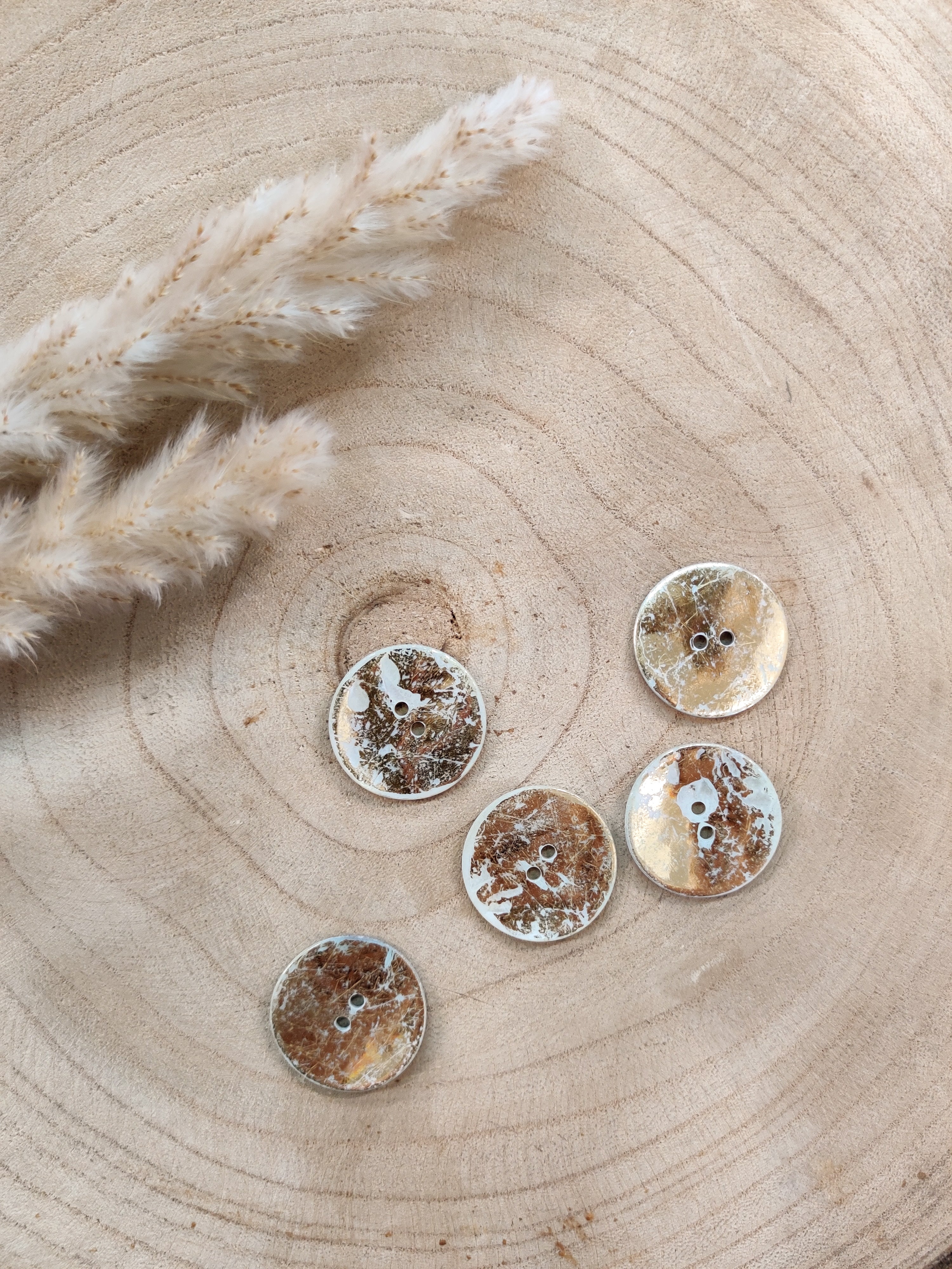 Boutons en nacre 25 mm - Or ou argent