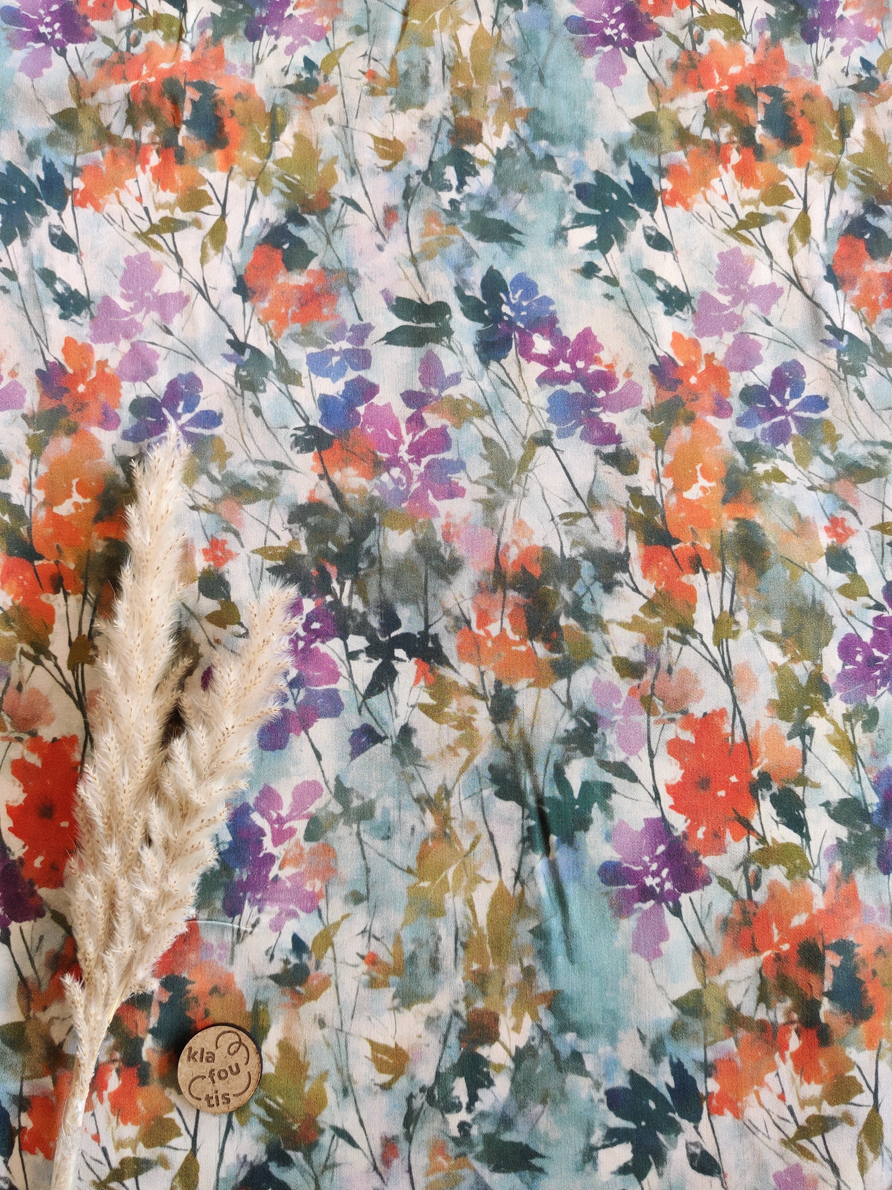 Satin de viscose - Aquarelle bucolique