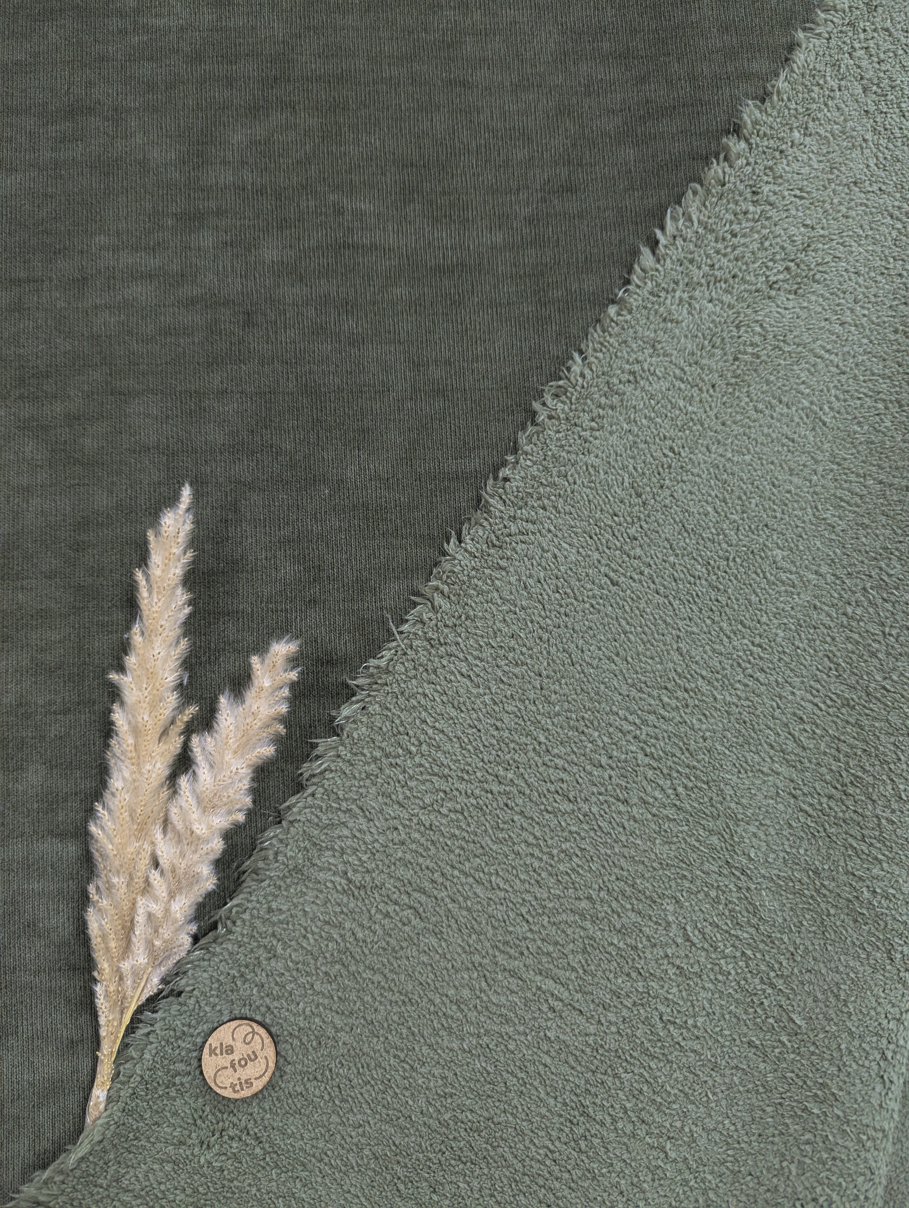 Tricot doublé teddy - kaki