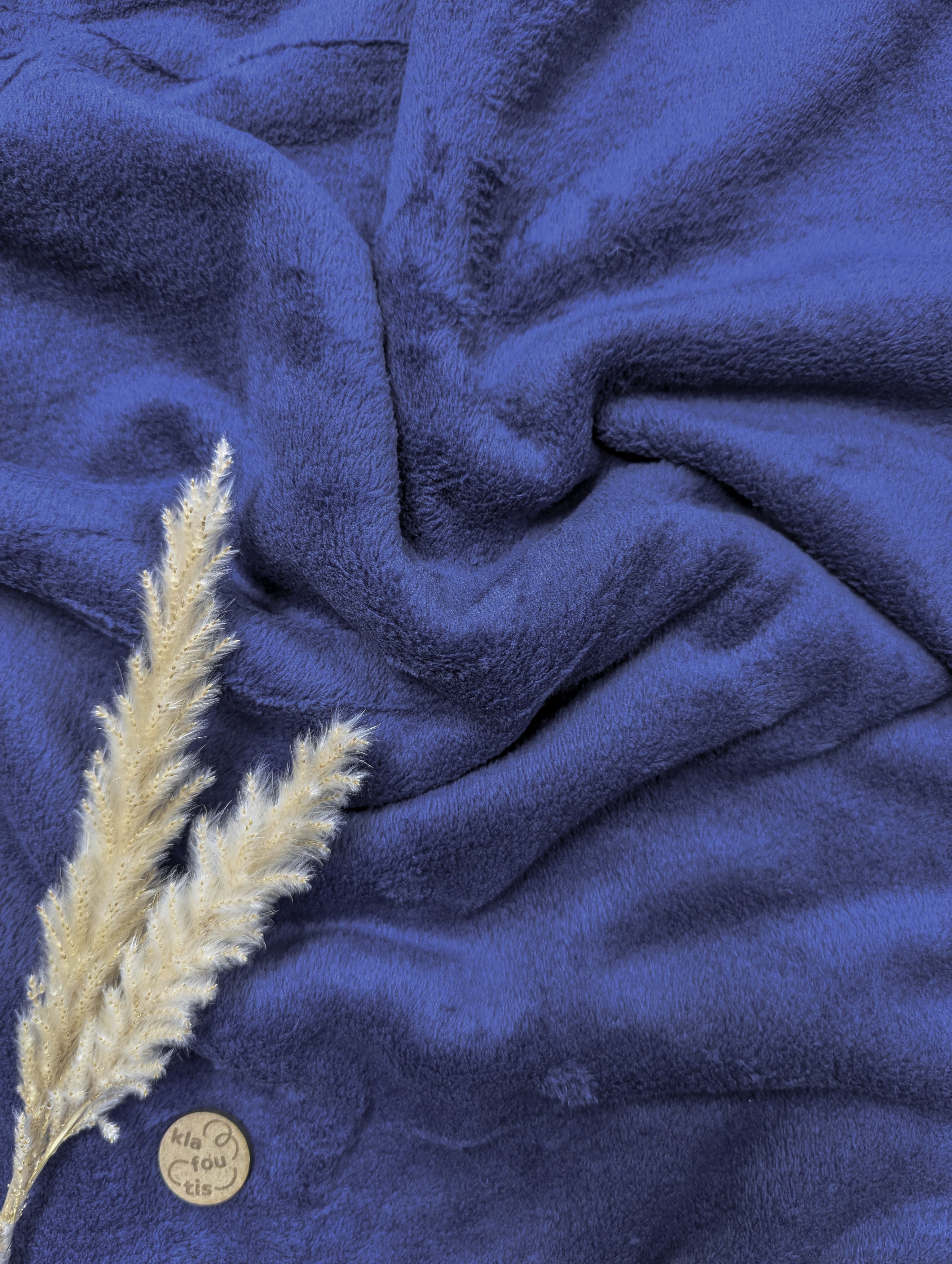 Tissu doudou double face - bleu foncé