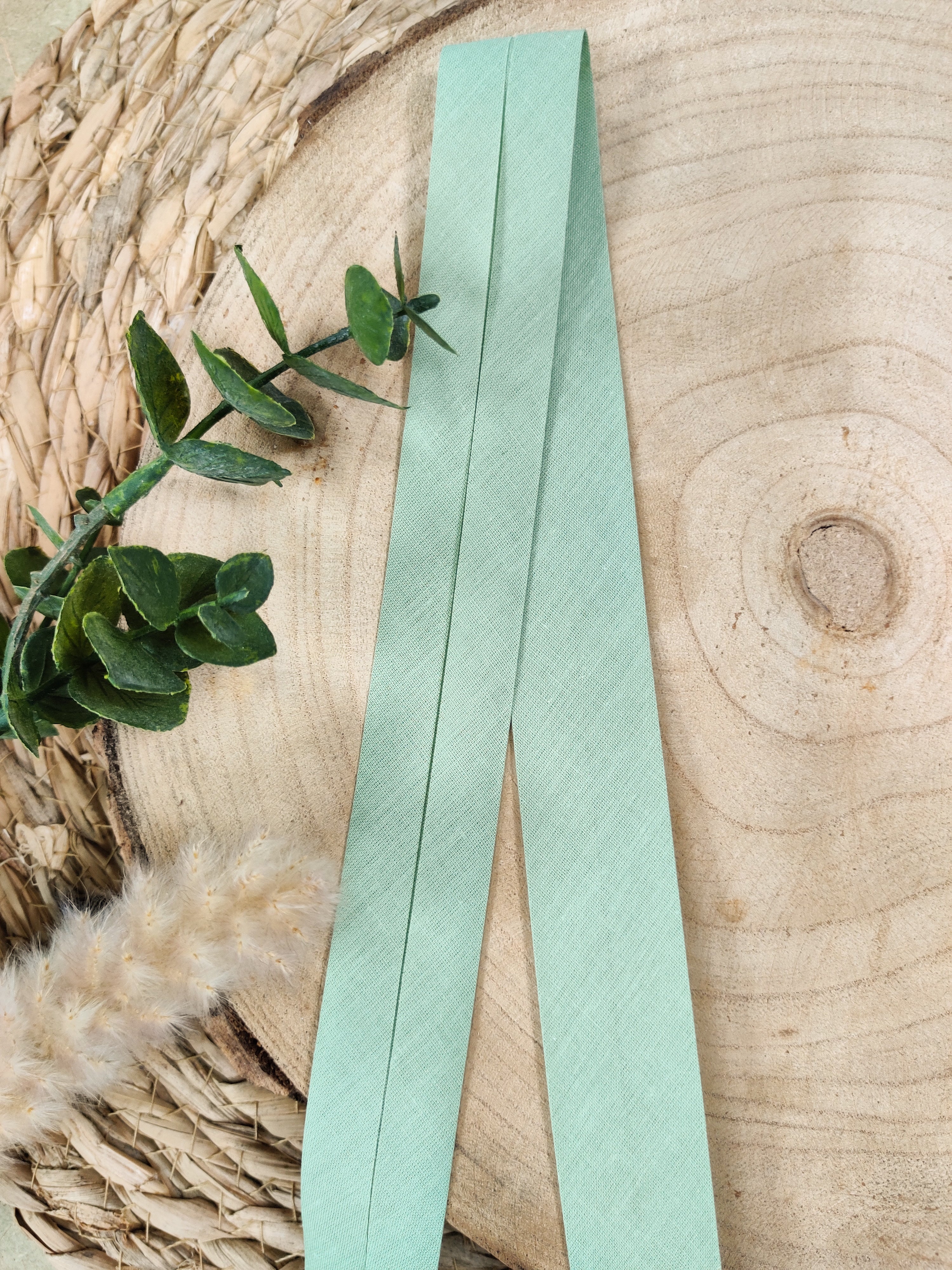 Biais pré-plié 27 mm - Vert sauge