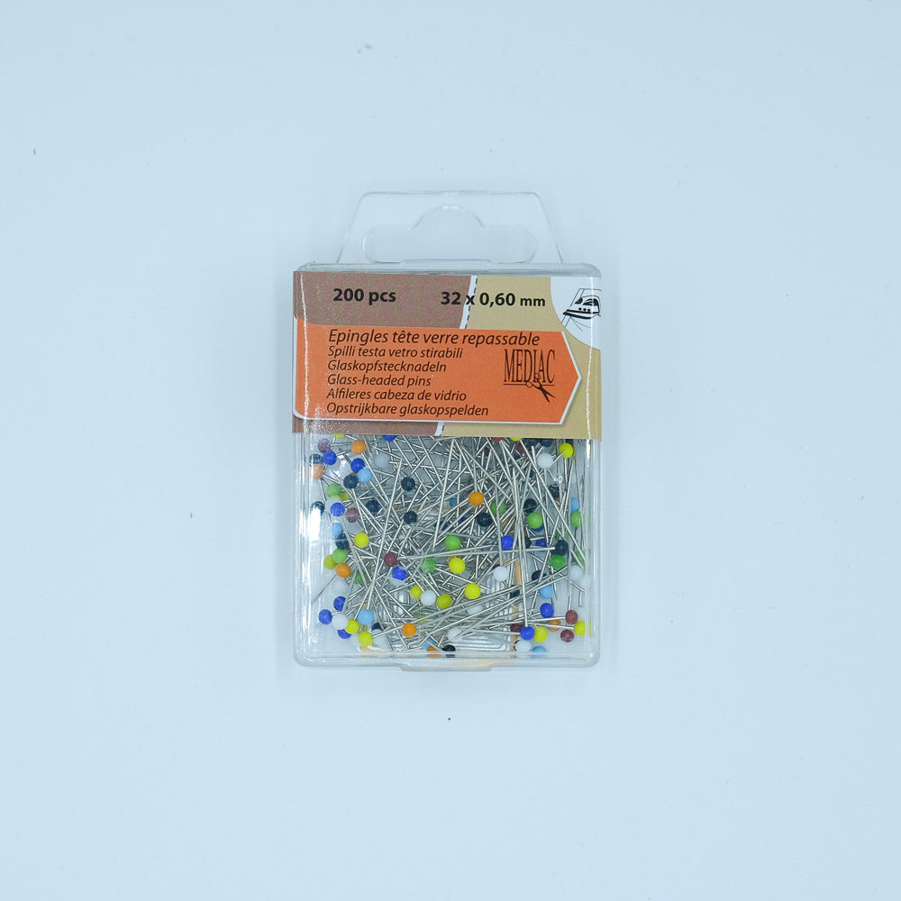 Epingles à tête de verre