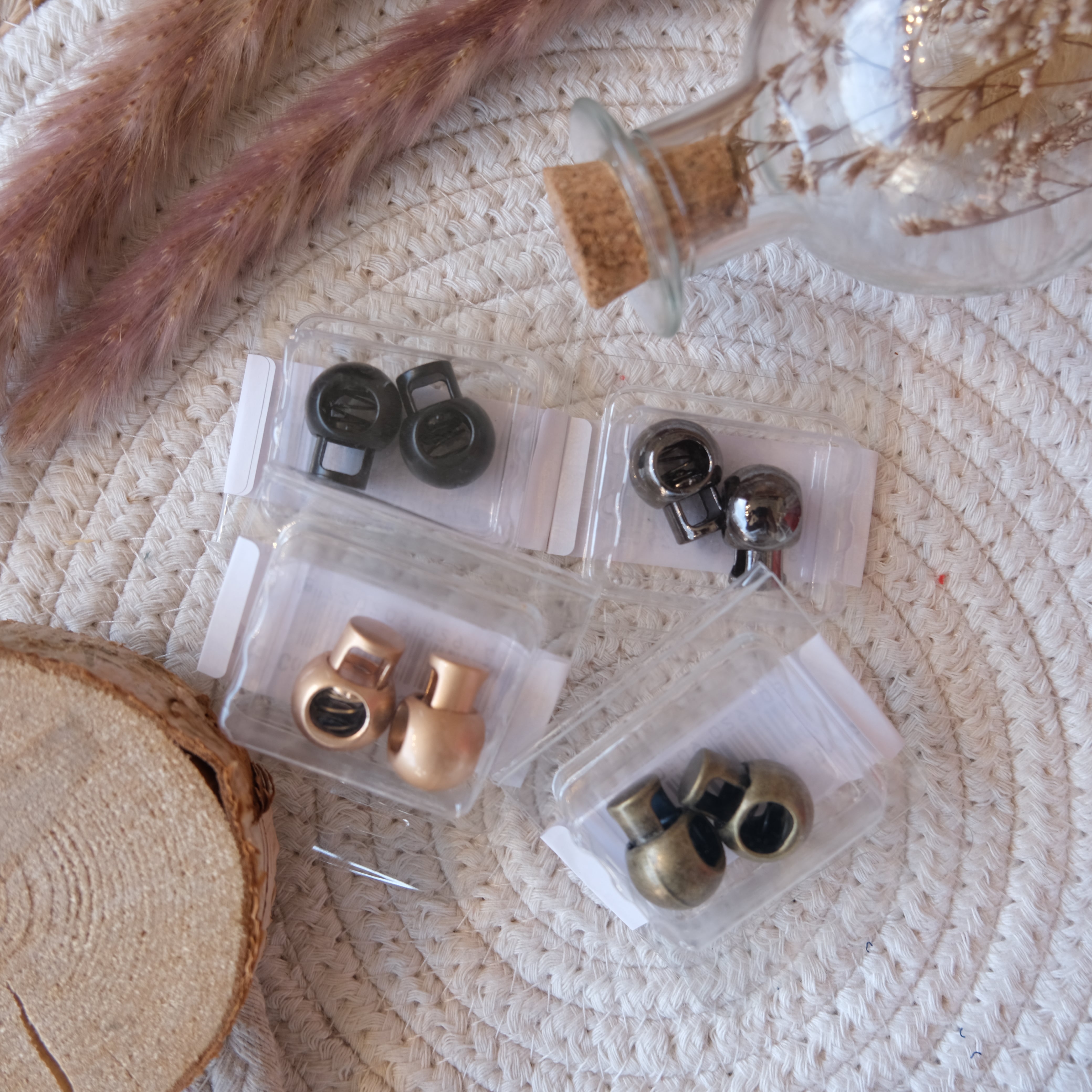 Stop-cordon simple 2 pièces métal - plusieurs couleurs