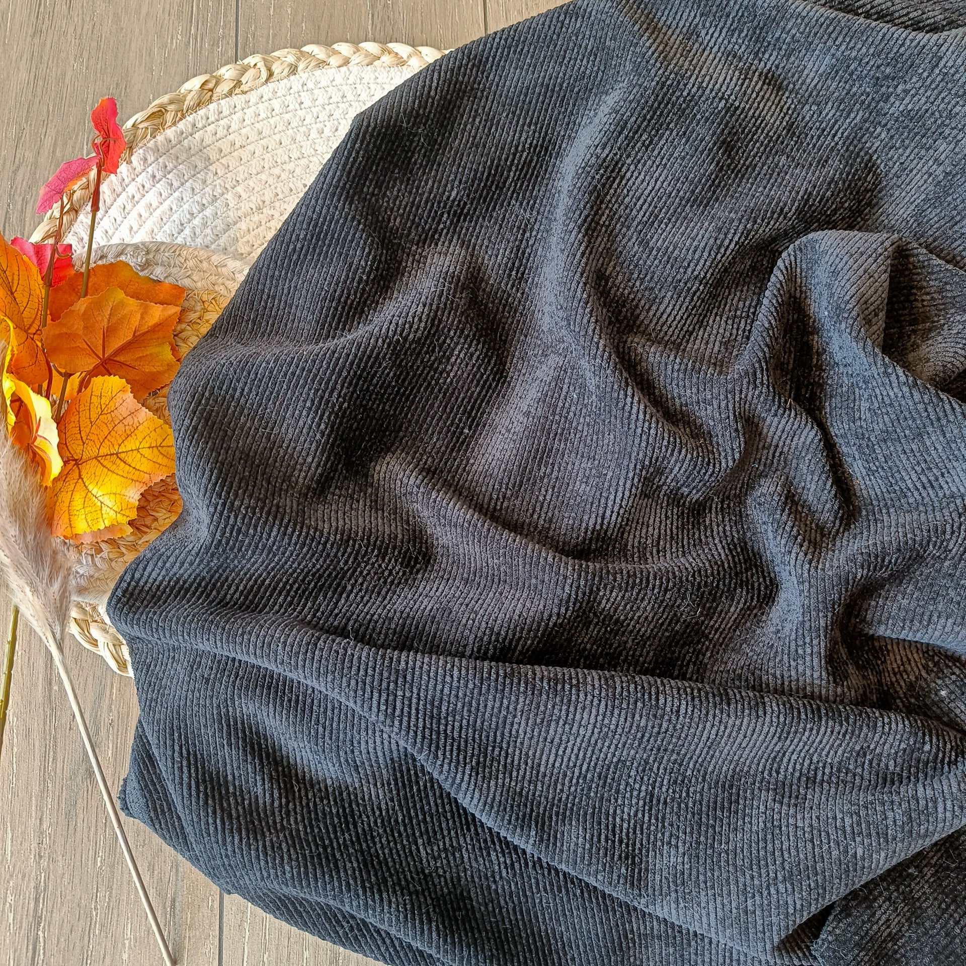 Velours côtelé lavé - noir