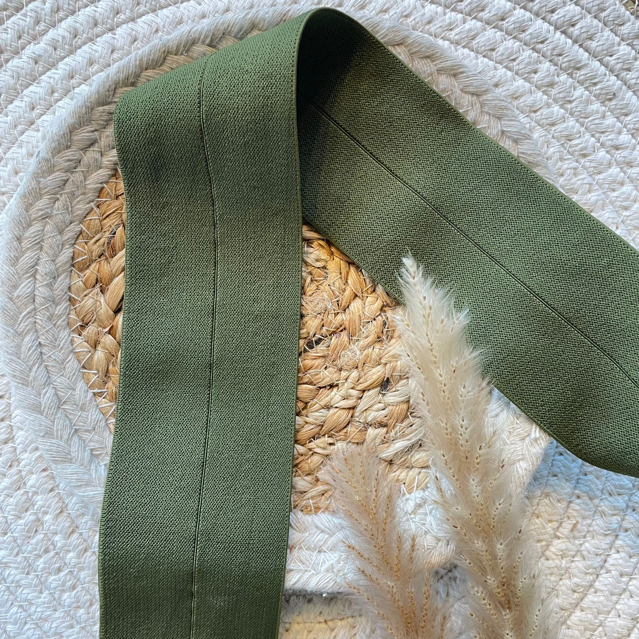 Élastique pré-plié 60 mm - Vert kaki