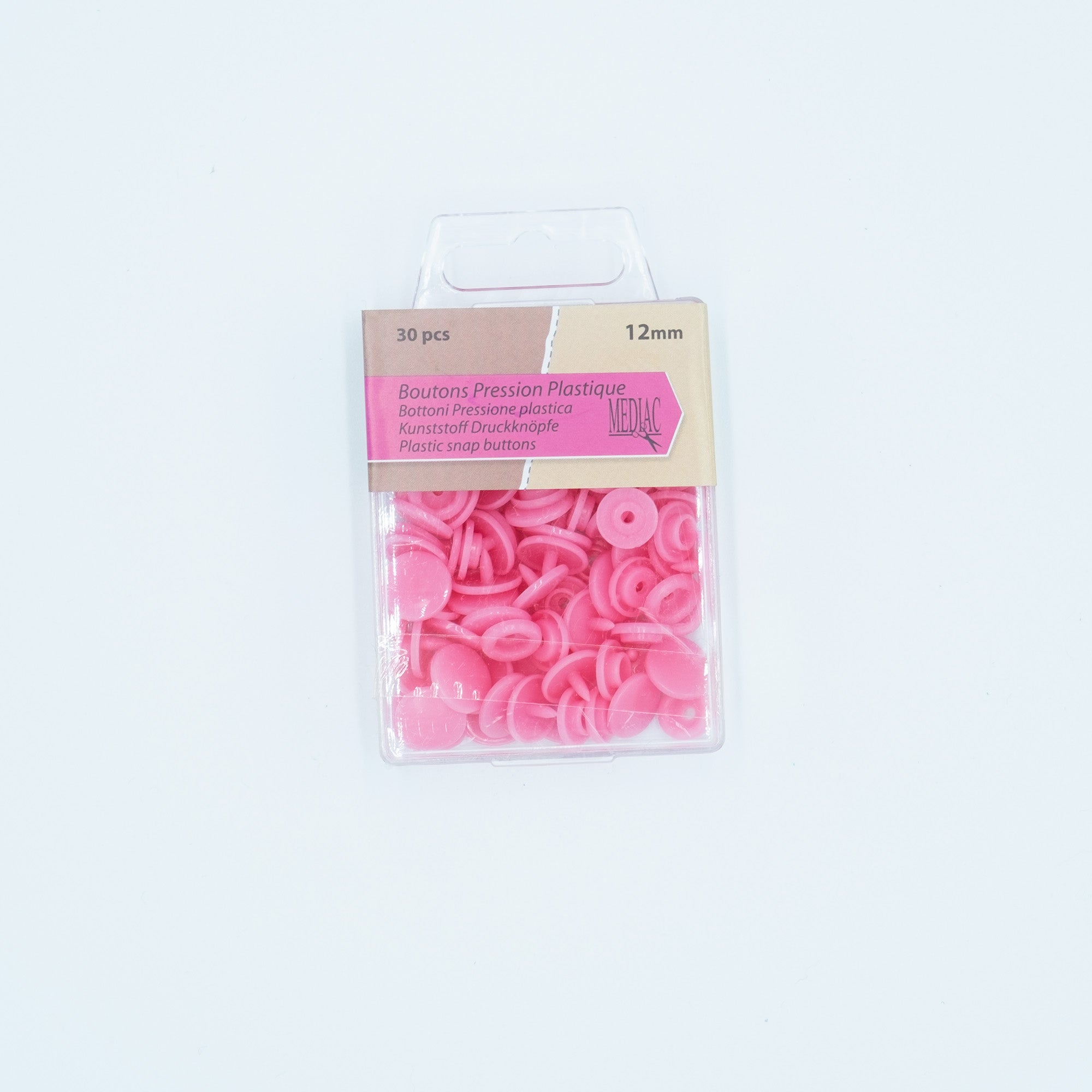Pressions en plastique - rose pastel